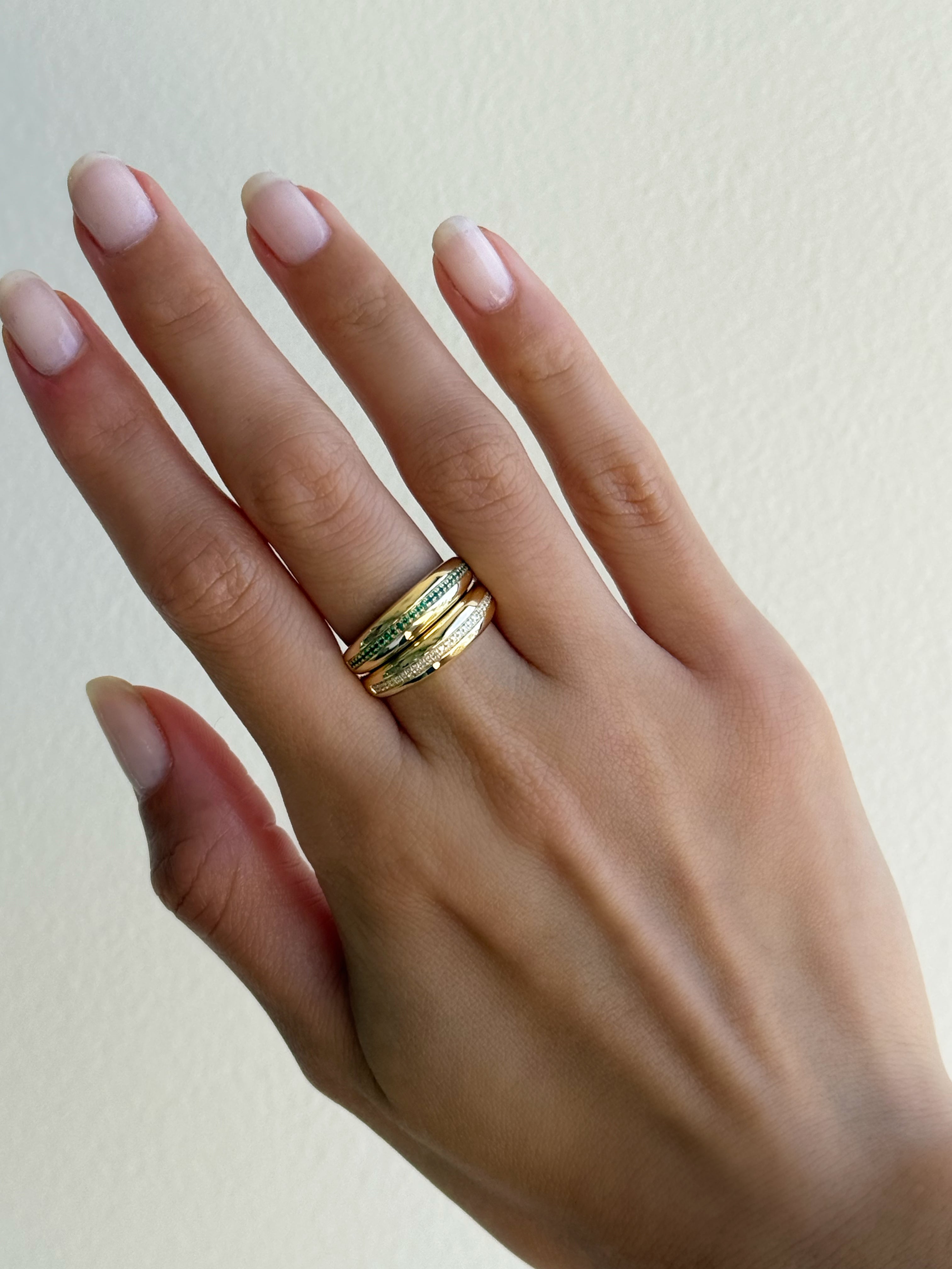 14k Gold Dome Single Pave Birthstone Row Ring Personalized Zoe Lev Jewelry