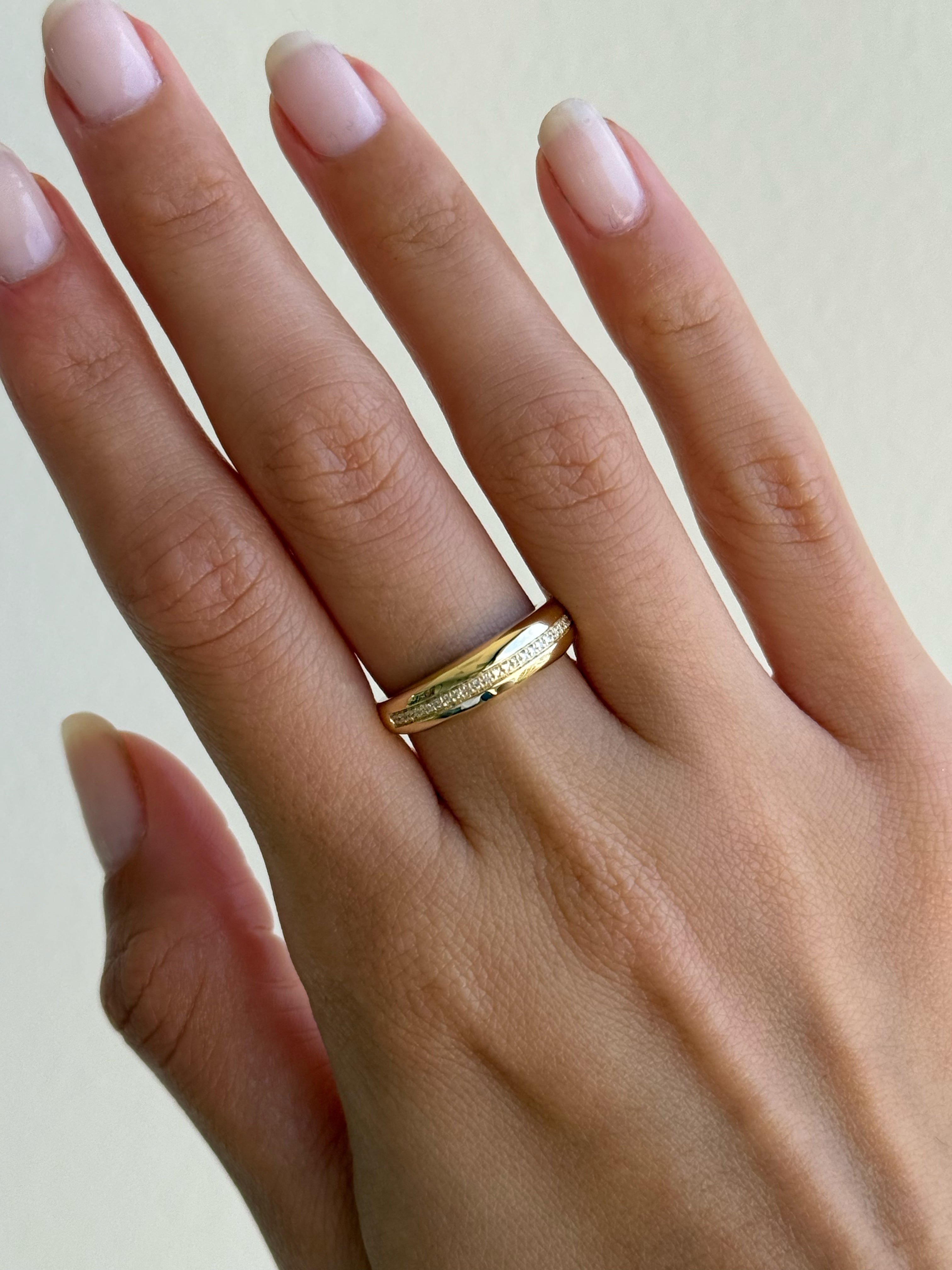 14k Gold Dome Single Pave Birthstone Row Ring Personalized Zoe Lev Jewelry
