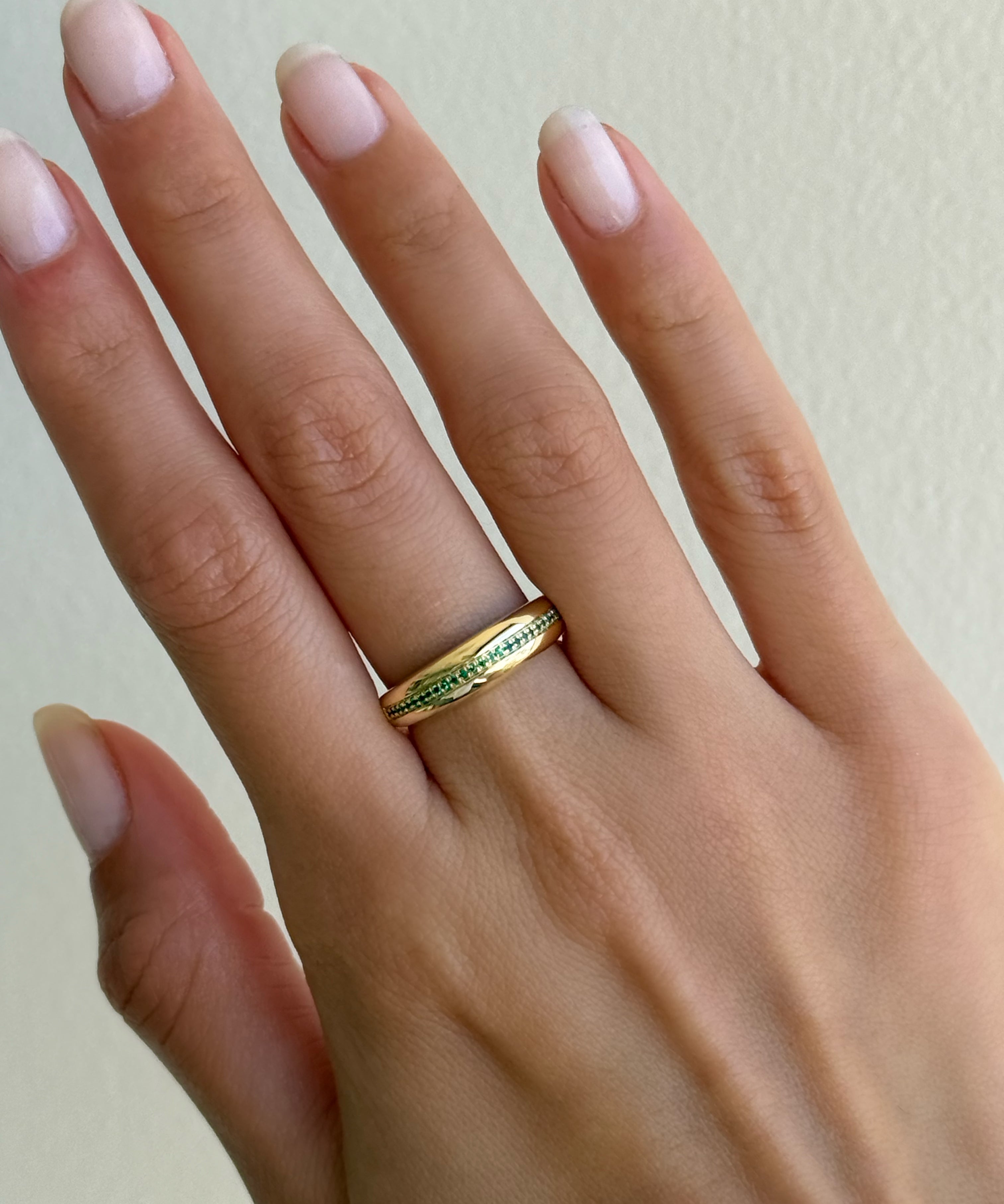 14k Gold Dome Single Pave Birthstone Row Ring Personalized Zoe Lev Jewelry