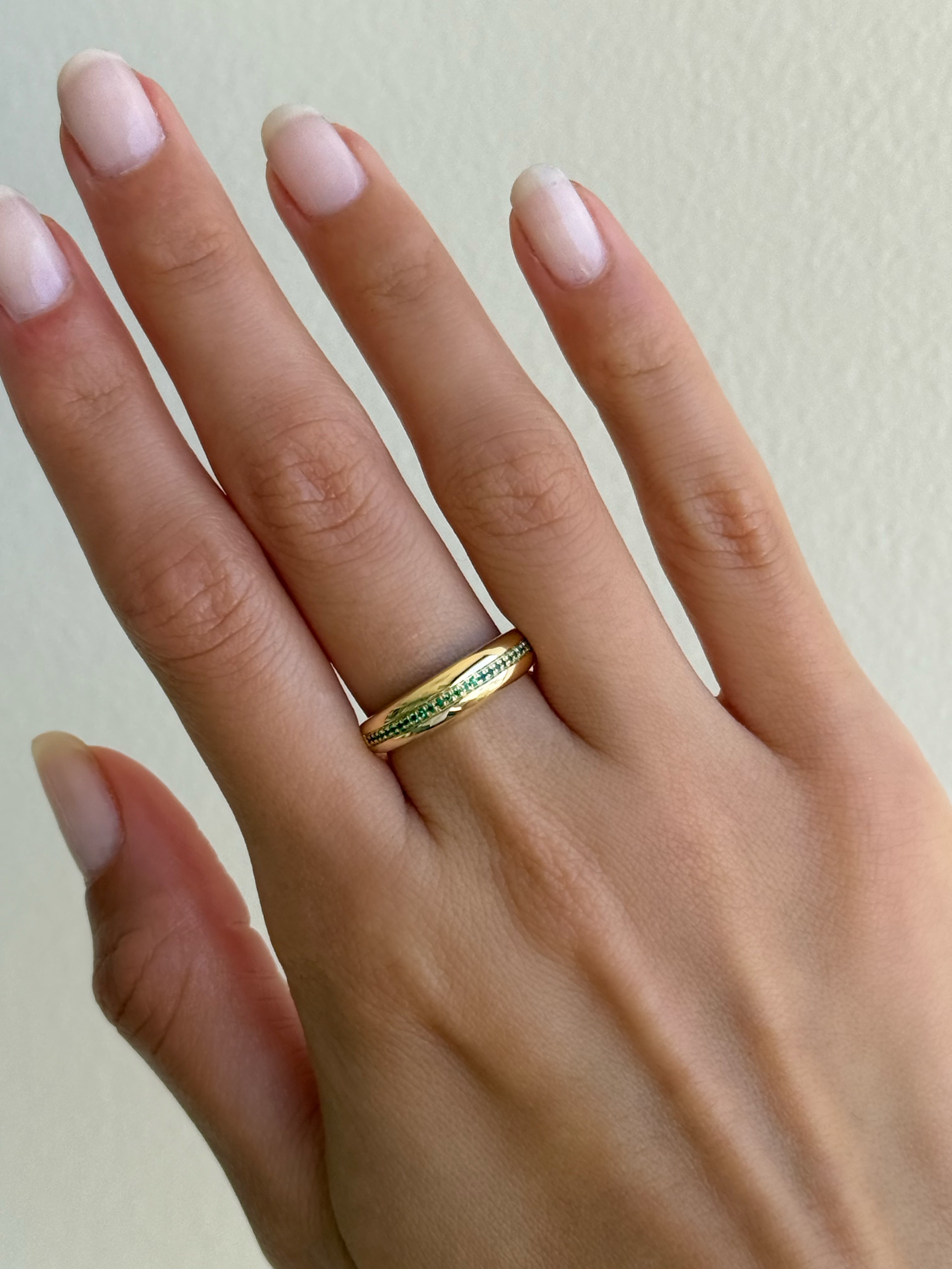 14k Gold Dome Single Pave Birthstone Row Ring Personalized Zoe Lev Jewelry