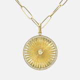 14k Gold Fluted Charm Disc Necklace Personalized Zoe Lev Jewelry