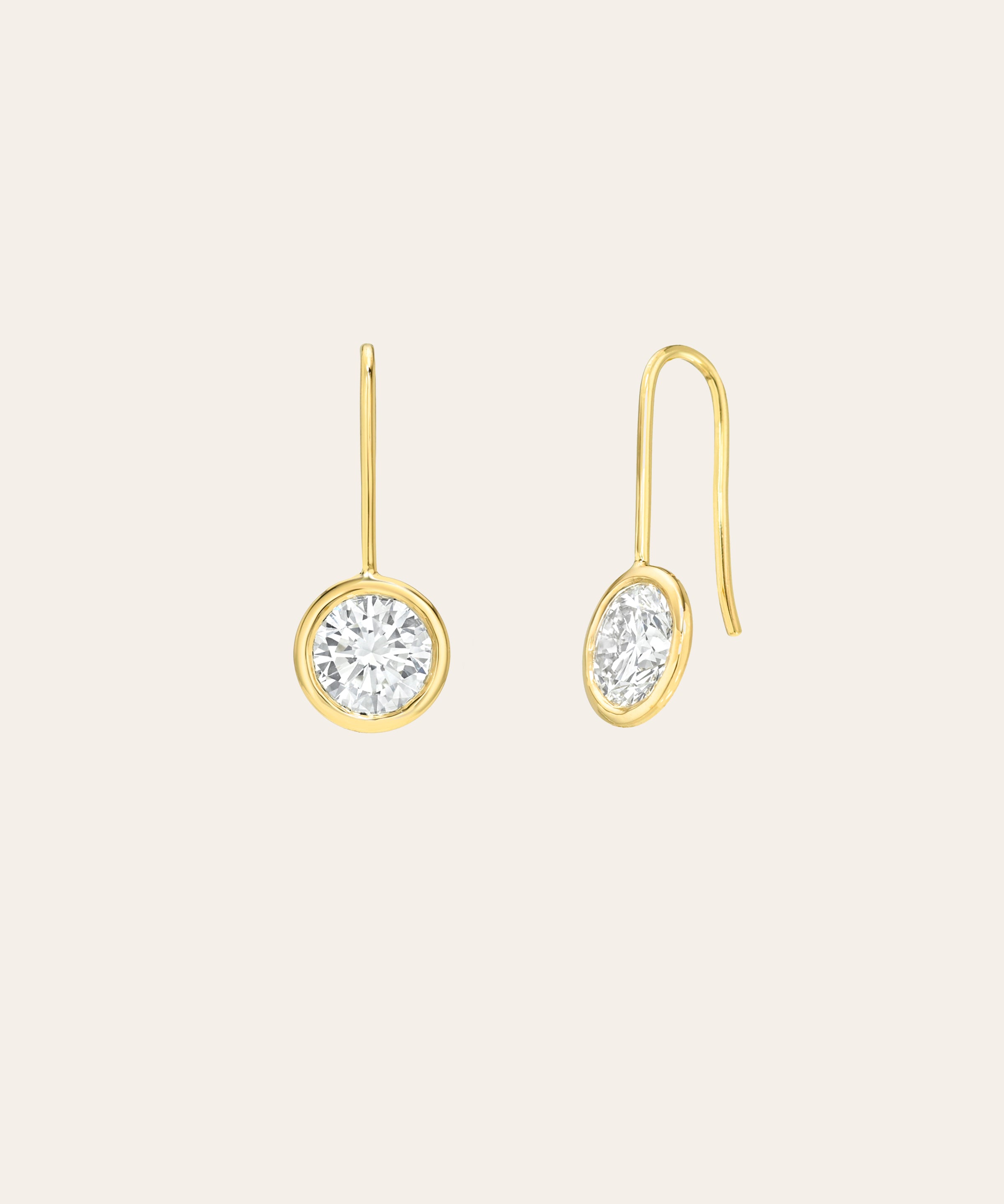 14k Gold Lab Diamond Bezel Drop Earrings Zoe Lev Jewelry