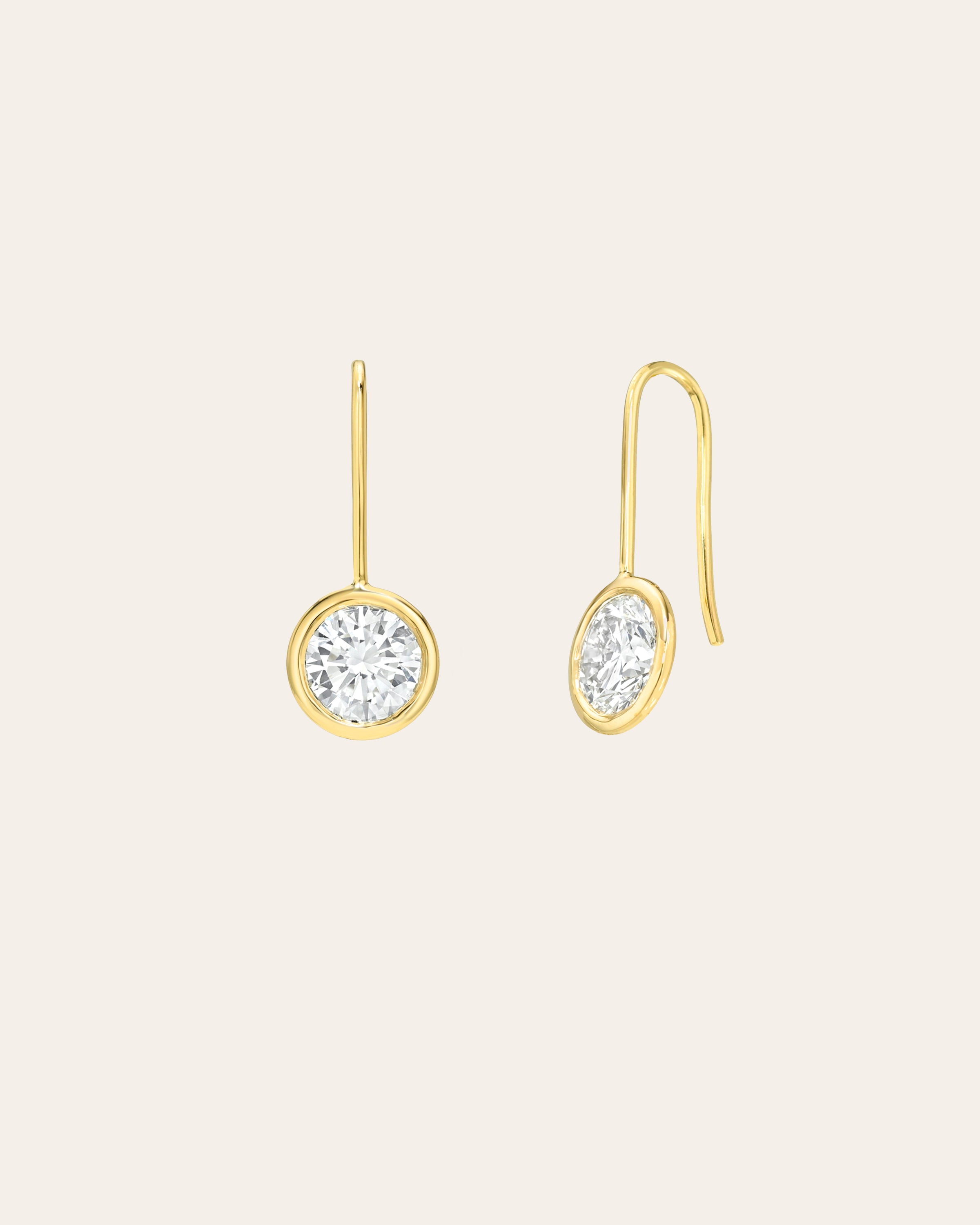14k Gold Lab Diamond Bezel Drop Earrings Zoe Lev Jewelry
