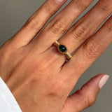 14k Gold Lab Emerald Oval Pleated Ring Zoe Lev Jewelry