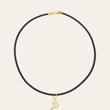 14K Leather Necklace With Gothic Initial Personalized Zoe Lev Jewelry