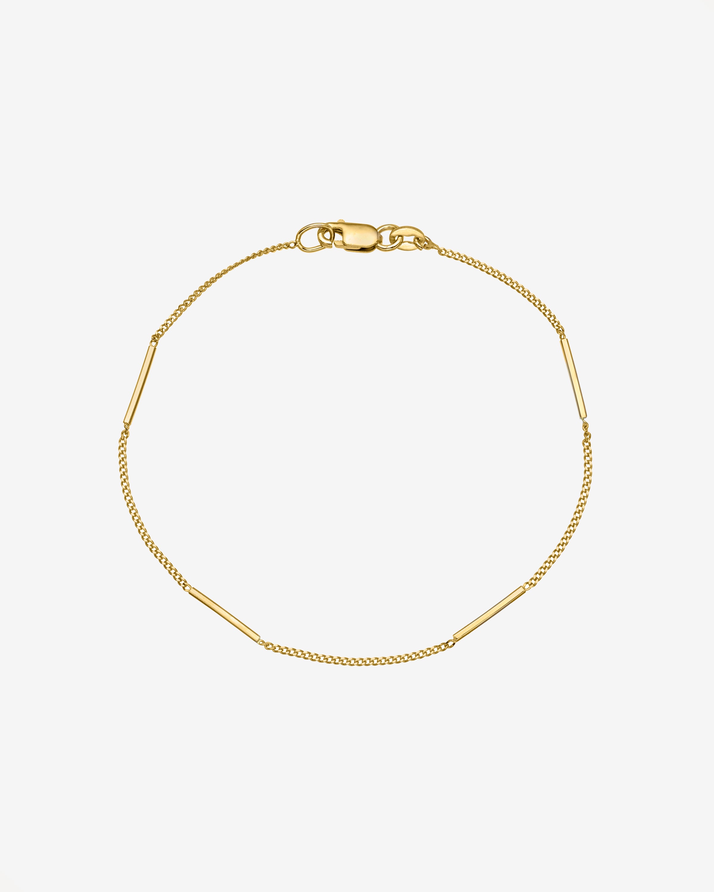 14k Mini Cuban Bar Station Bracelet Chains Zoe Lev Jewelry