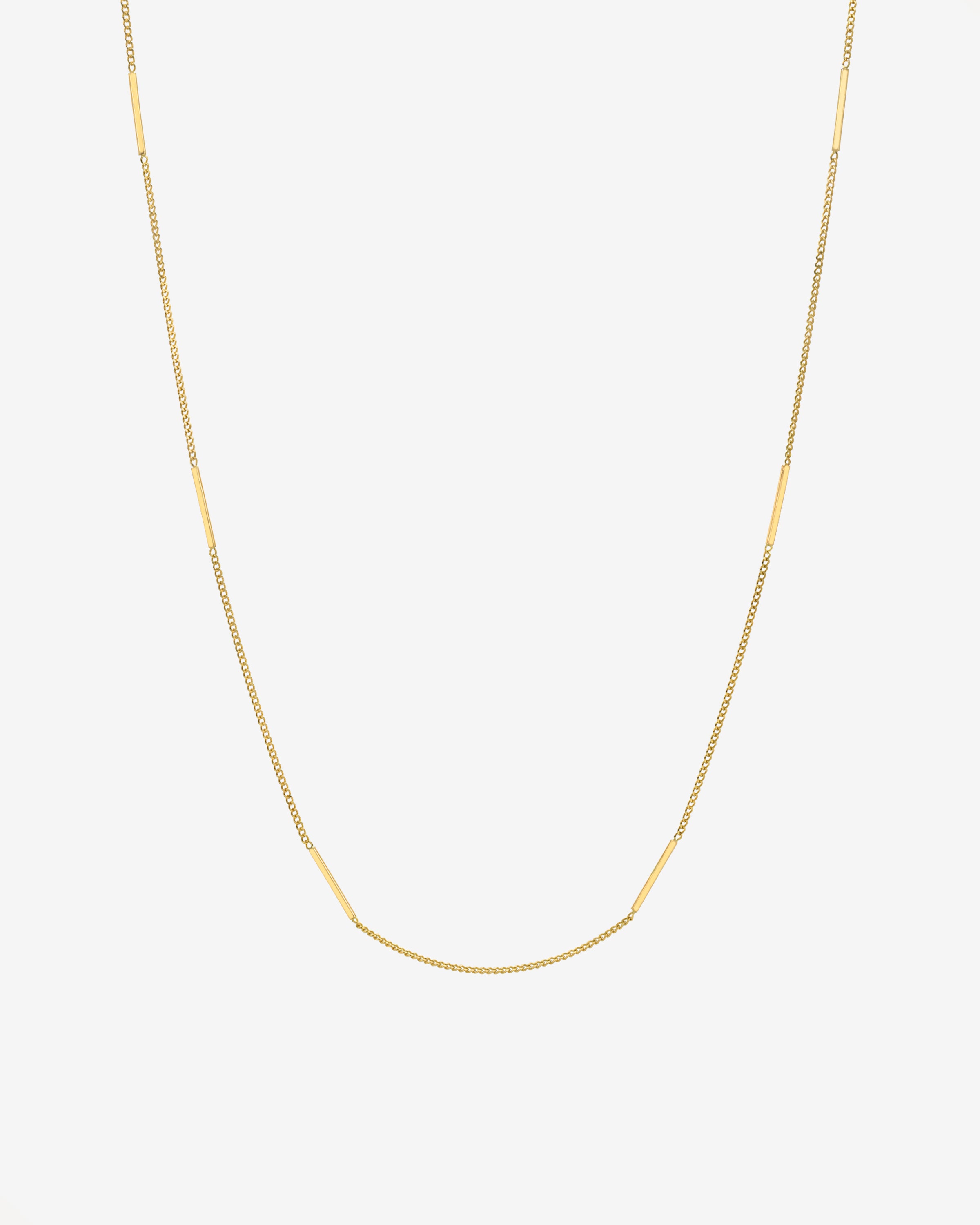14k Mini Cuban Bar Station Necklace Chains Zoe Lev Jewelry