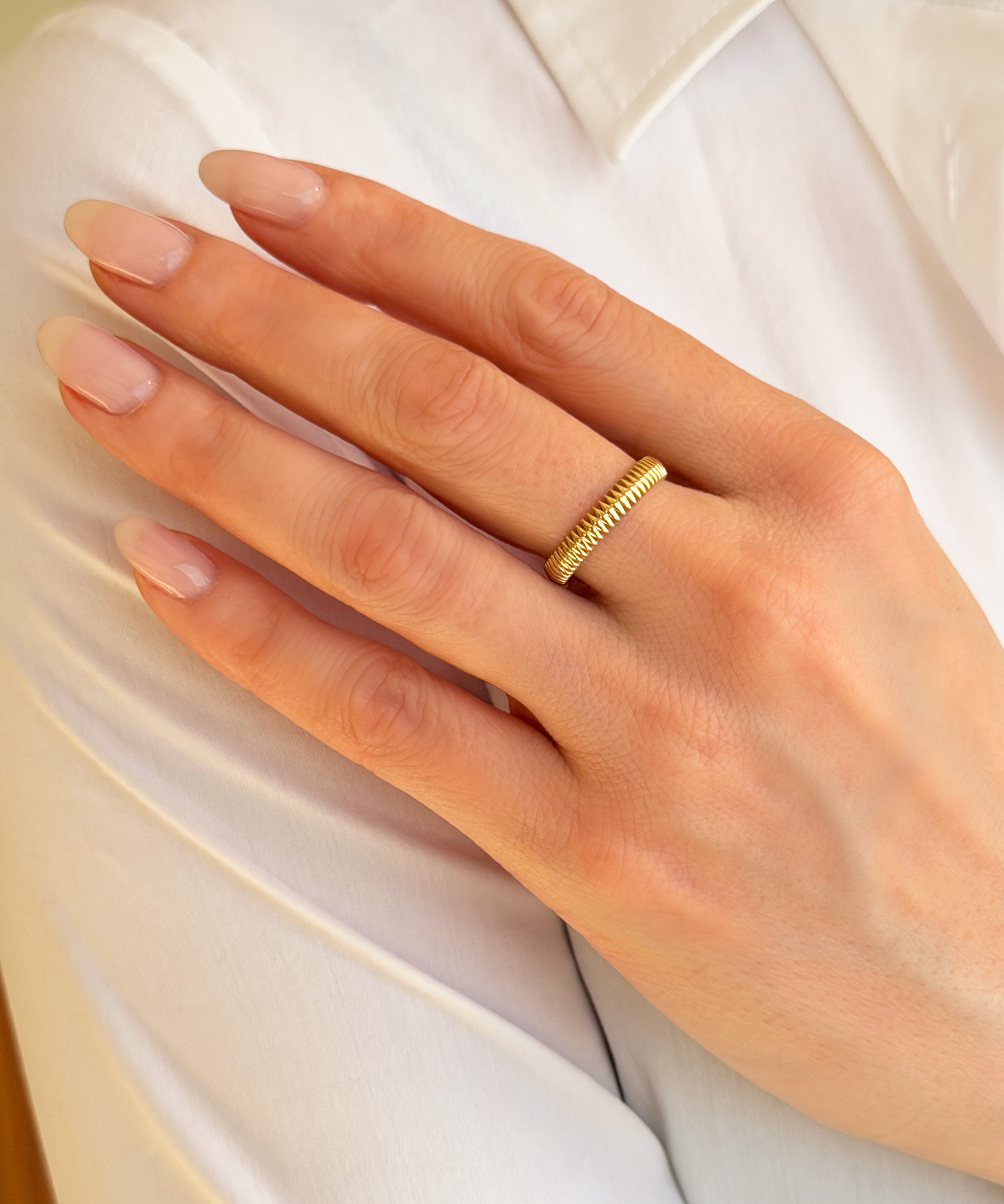 14k Gold Pleated Band Ring Zoe Lev Jewelry