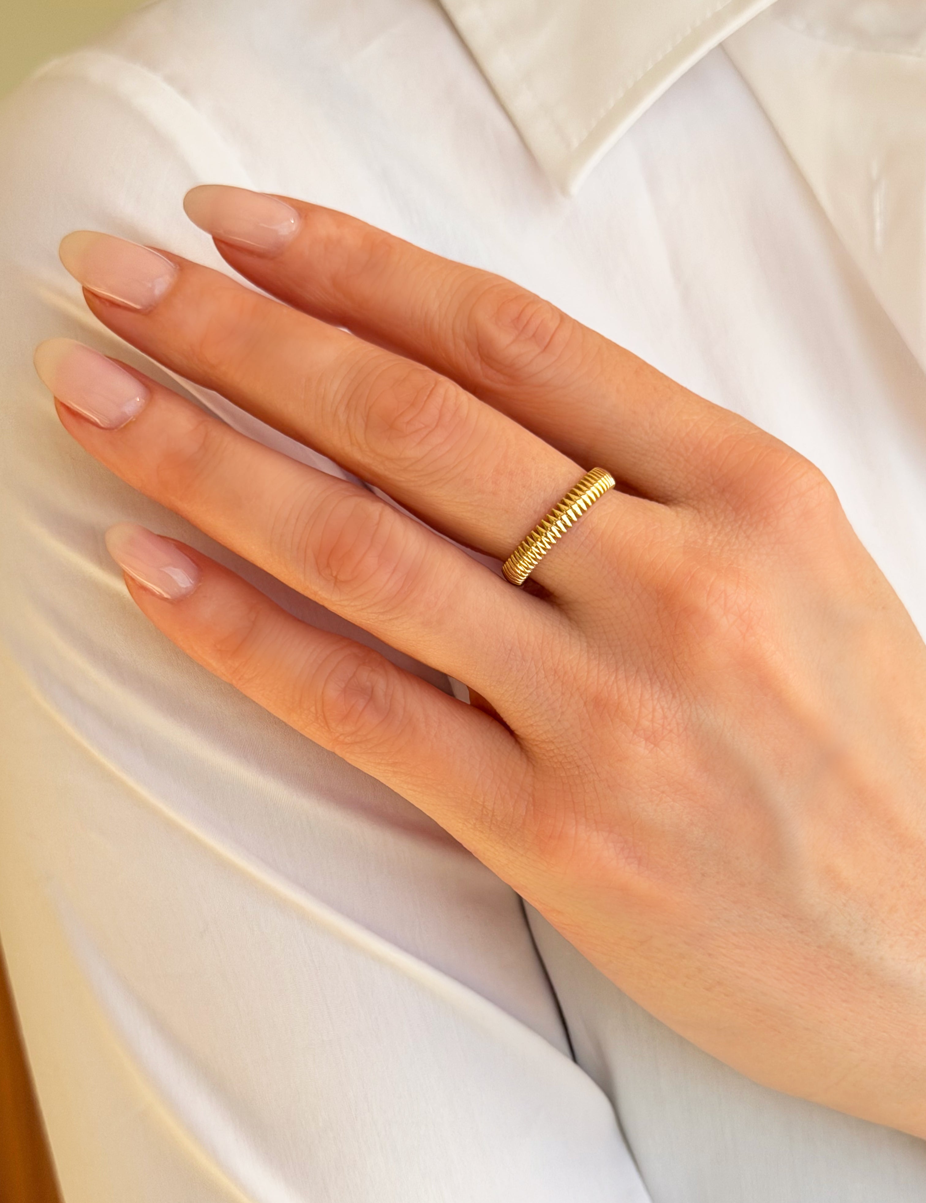 14k Gold Fluted Band Ring Zoe Lev Jewelry