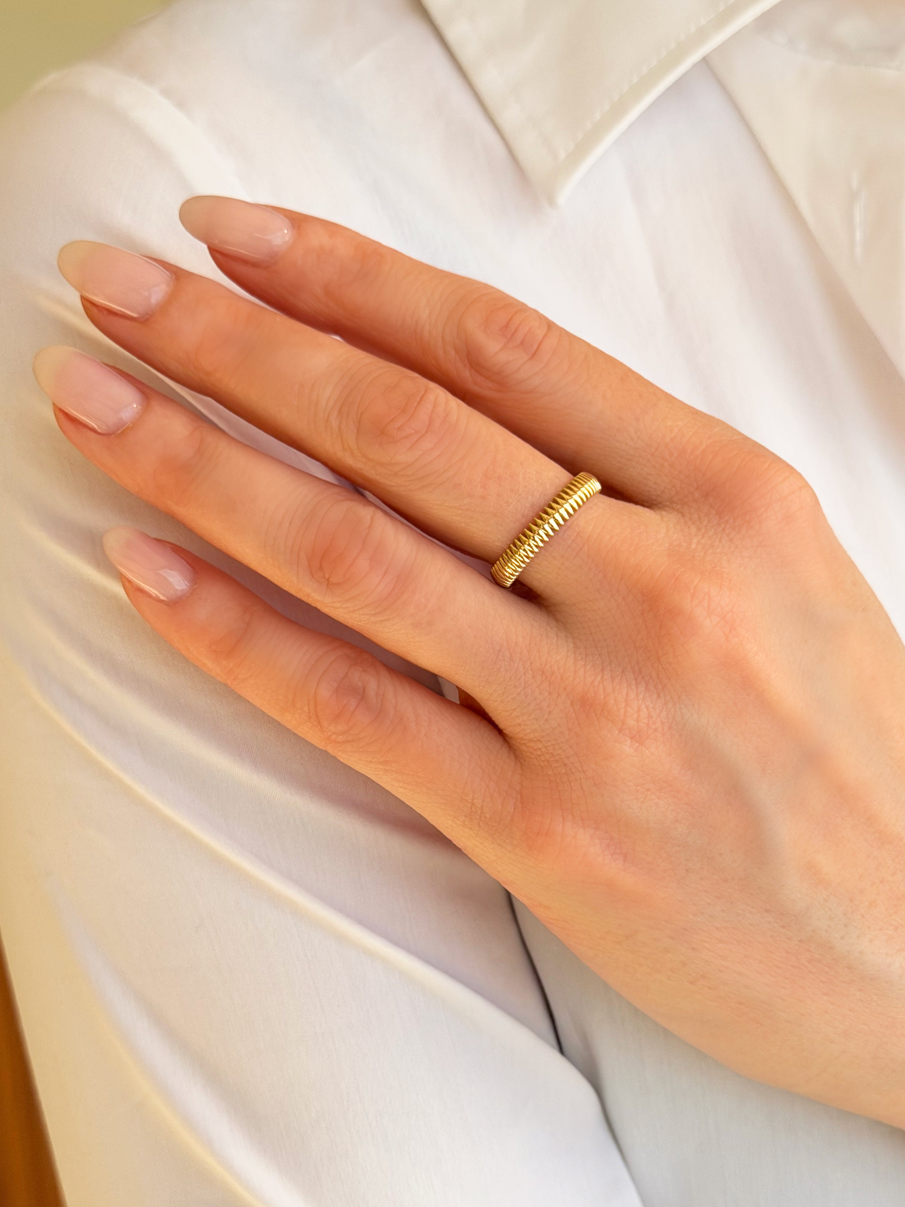 14k Gold Fluted Band Ring Zoe Lev Jewelry