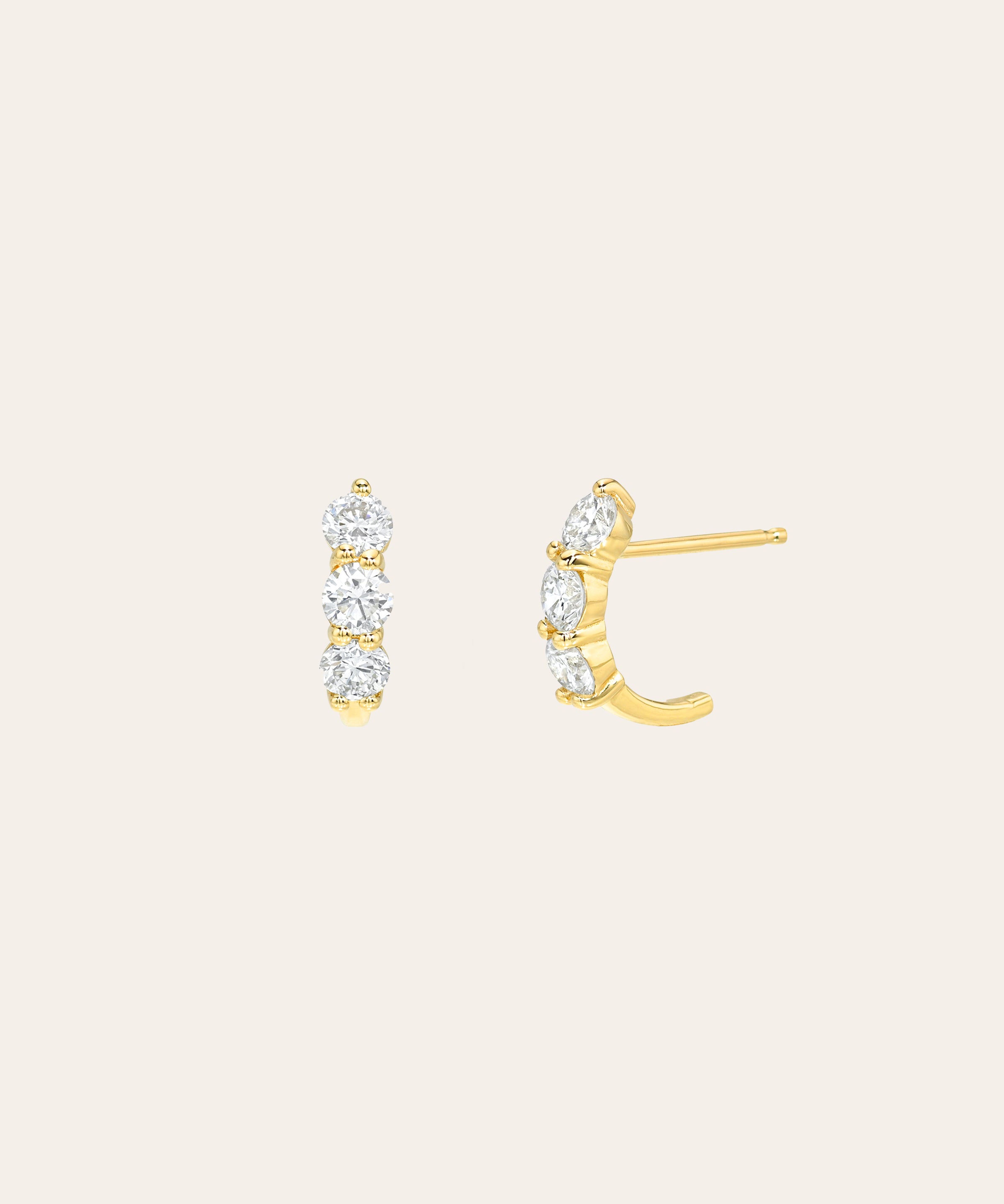 14k Gold Round Lab Diamond Shared Prong Stud Studs Zoe Lev Jewelry