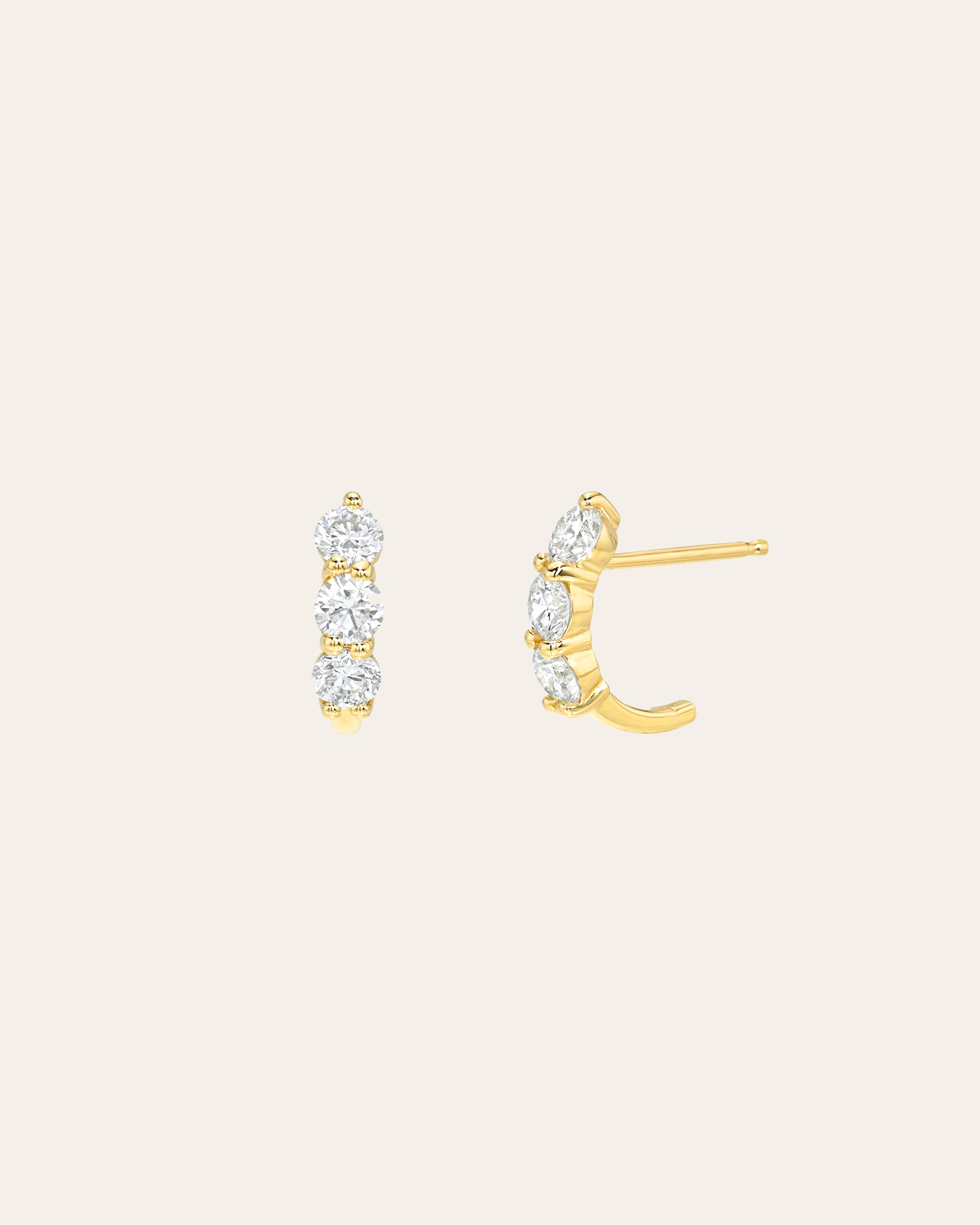 14k Gold Round Lab Diamond Shared Prong Stud Studs Zoe Lev Jewelry