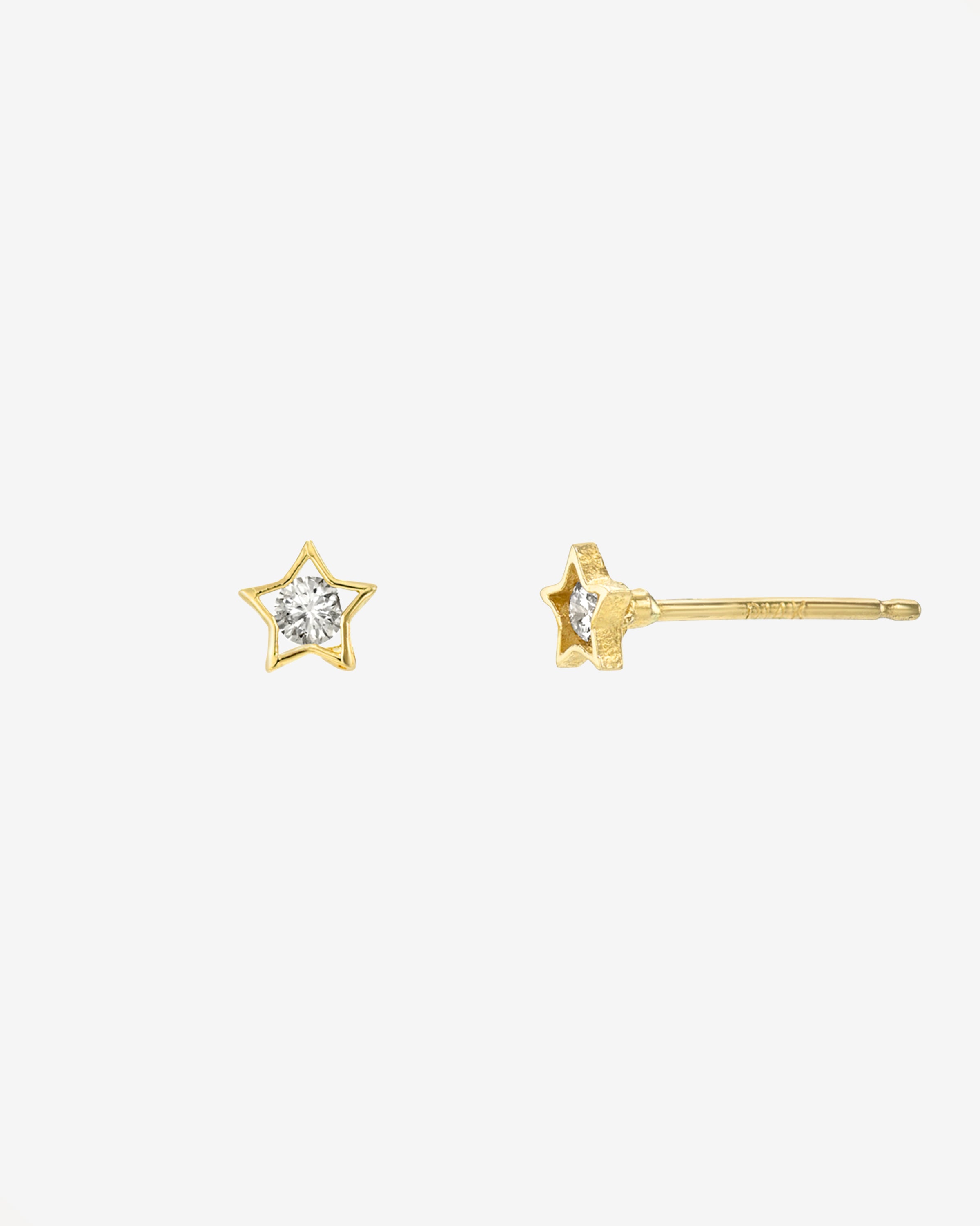 14k Gold Tiny Diamond Star Stud Earrings Studs Zoe Lev Jewelry