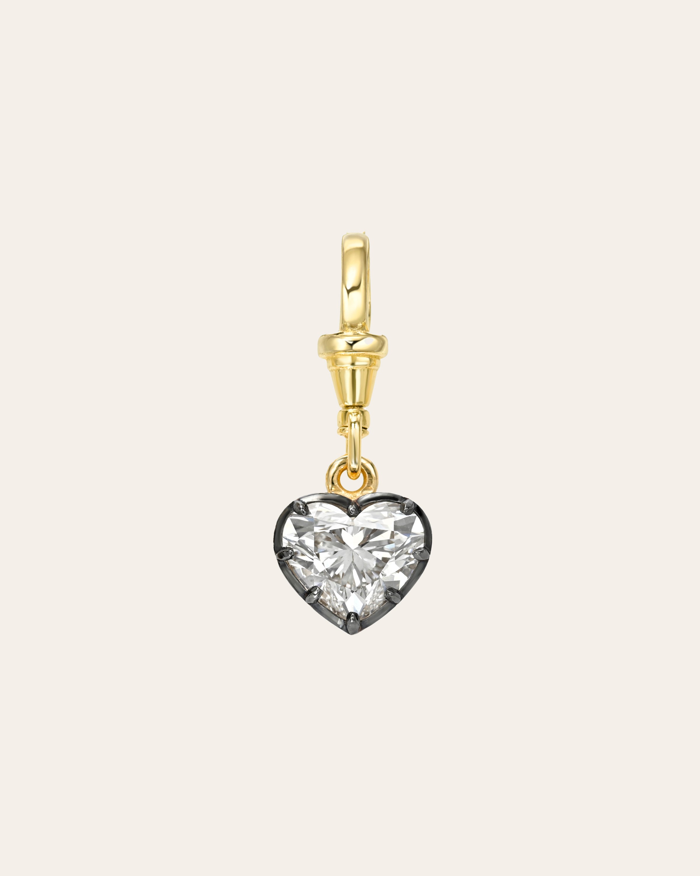 14k Lab Diamond Heart Black Rhodium Spinner Zoe Lev Jewelry
