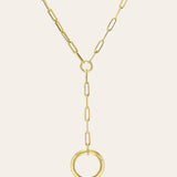 14k Circle Paper Clip Lariat Necklace Chains Zoe Lev Jewelry