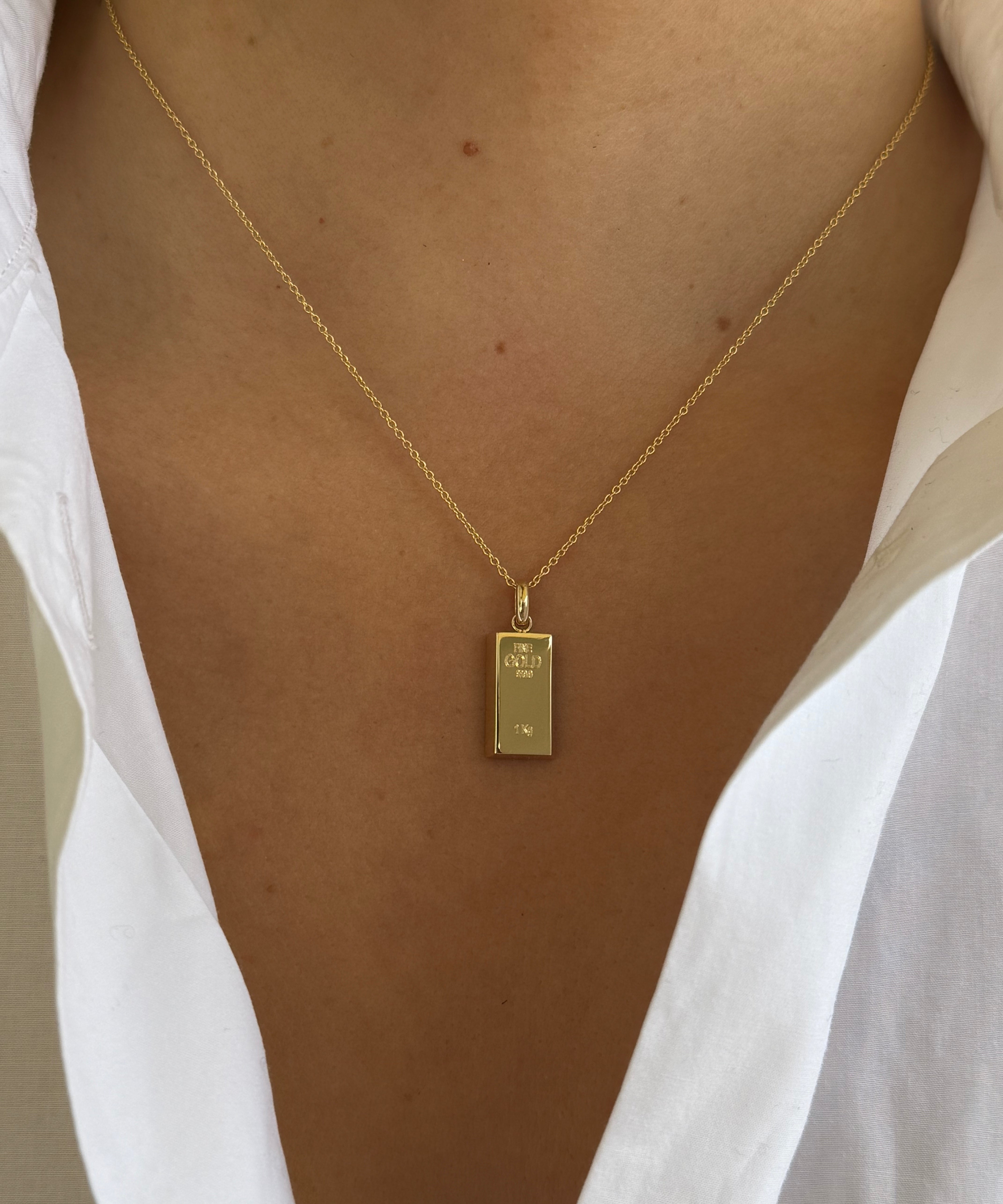 14K Gold Bar Pendant Zoe Lev Jewelry
