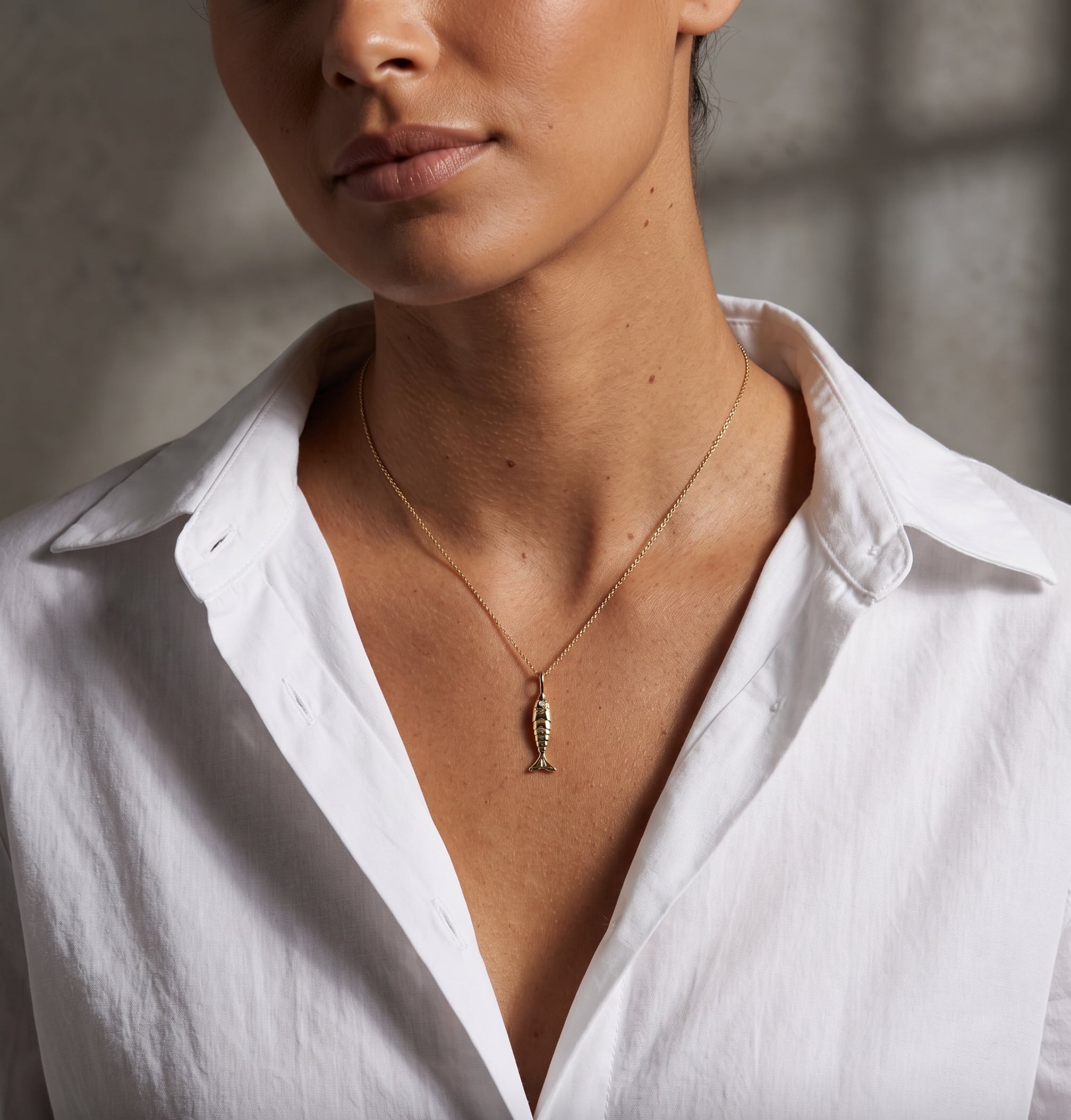 14k Gold Diamond Lucky Fish Pendant