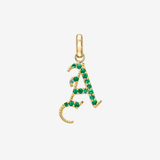 14k Gold Gemstone Gothic Initial Pendant Personalized Zoe Lev Jewelry