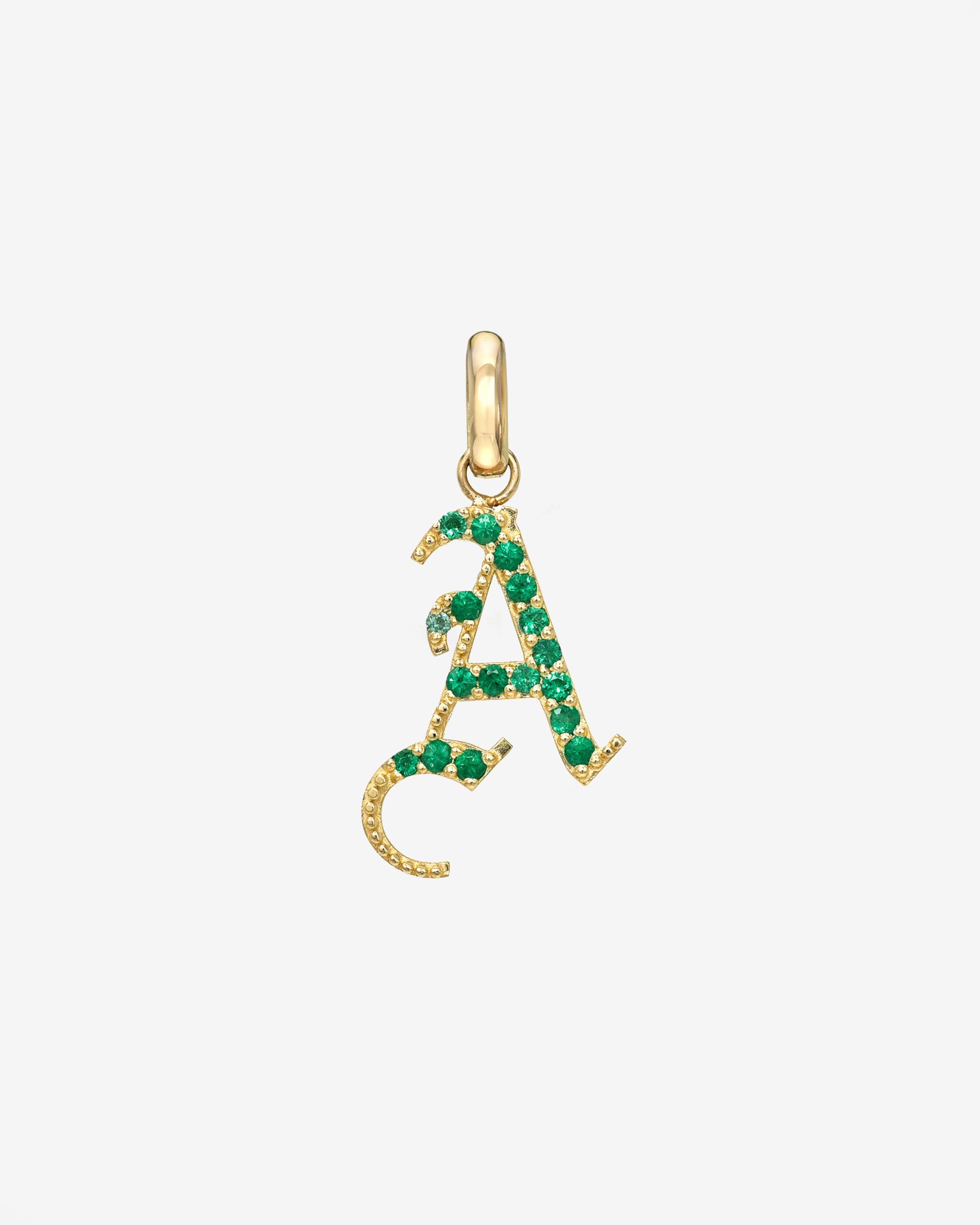 14k Gold Gemstone Gothic Initial Pendant Personalized Zoe Lev Jewelry