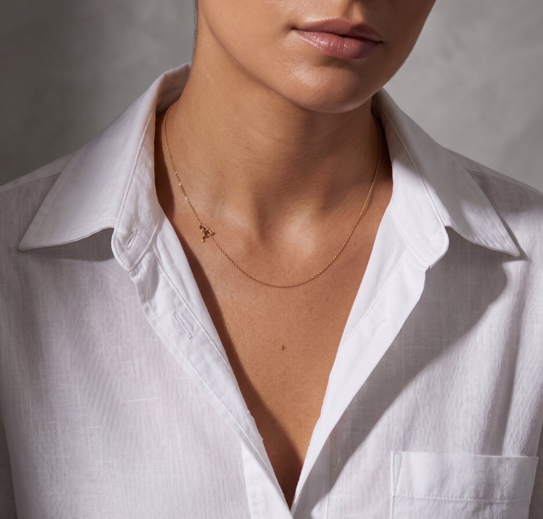 14k Gold Gothic Initial Asymmetrical Necklace Personalized Zoe Lev Jewelry