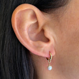 14k Gold Pearl Huggie Charm Hoops & Huggies Zoe Lev Jewelry