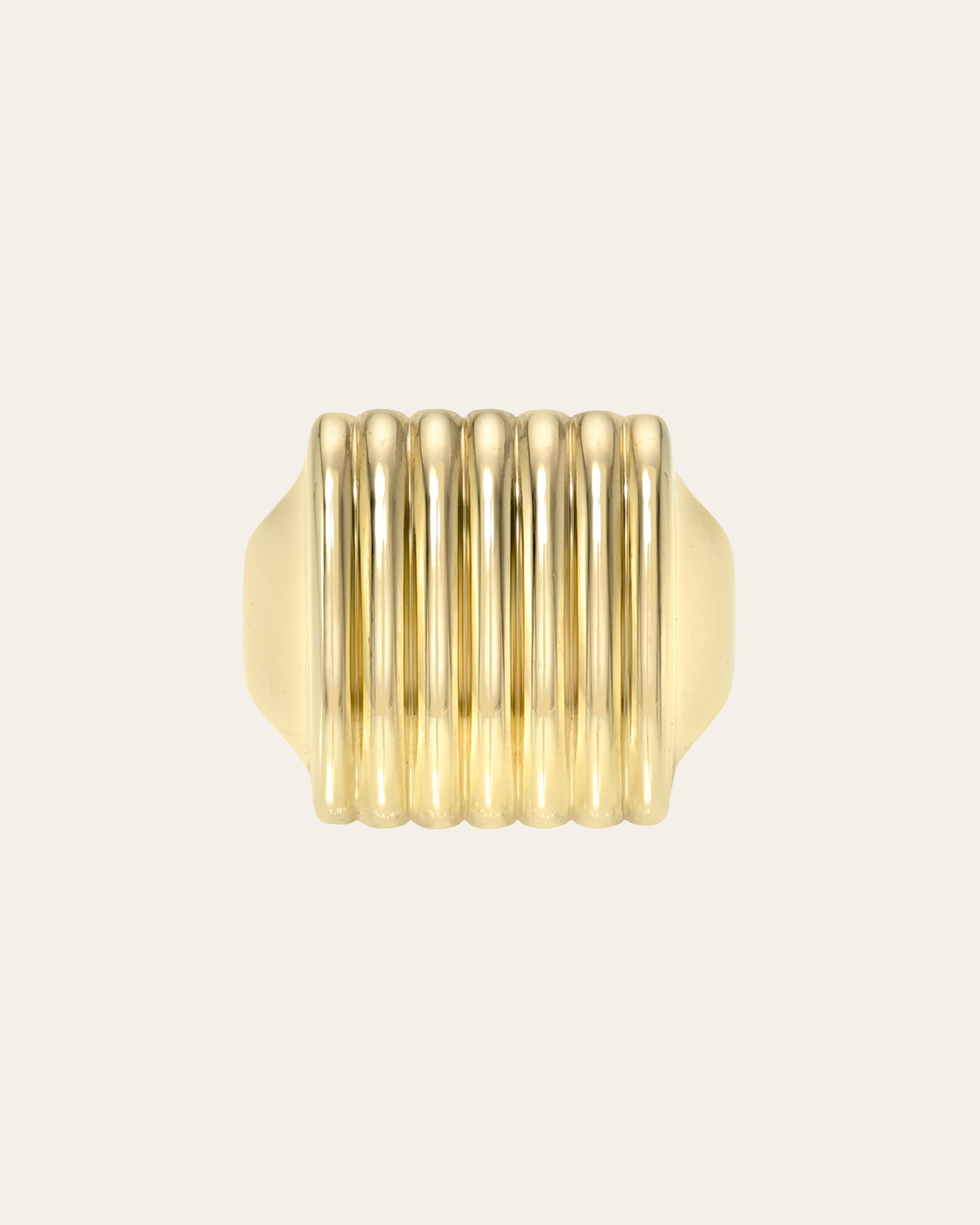 14K Gold Ribbed Box Ring Ring Zoe Lev Jewelry