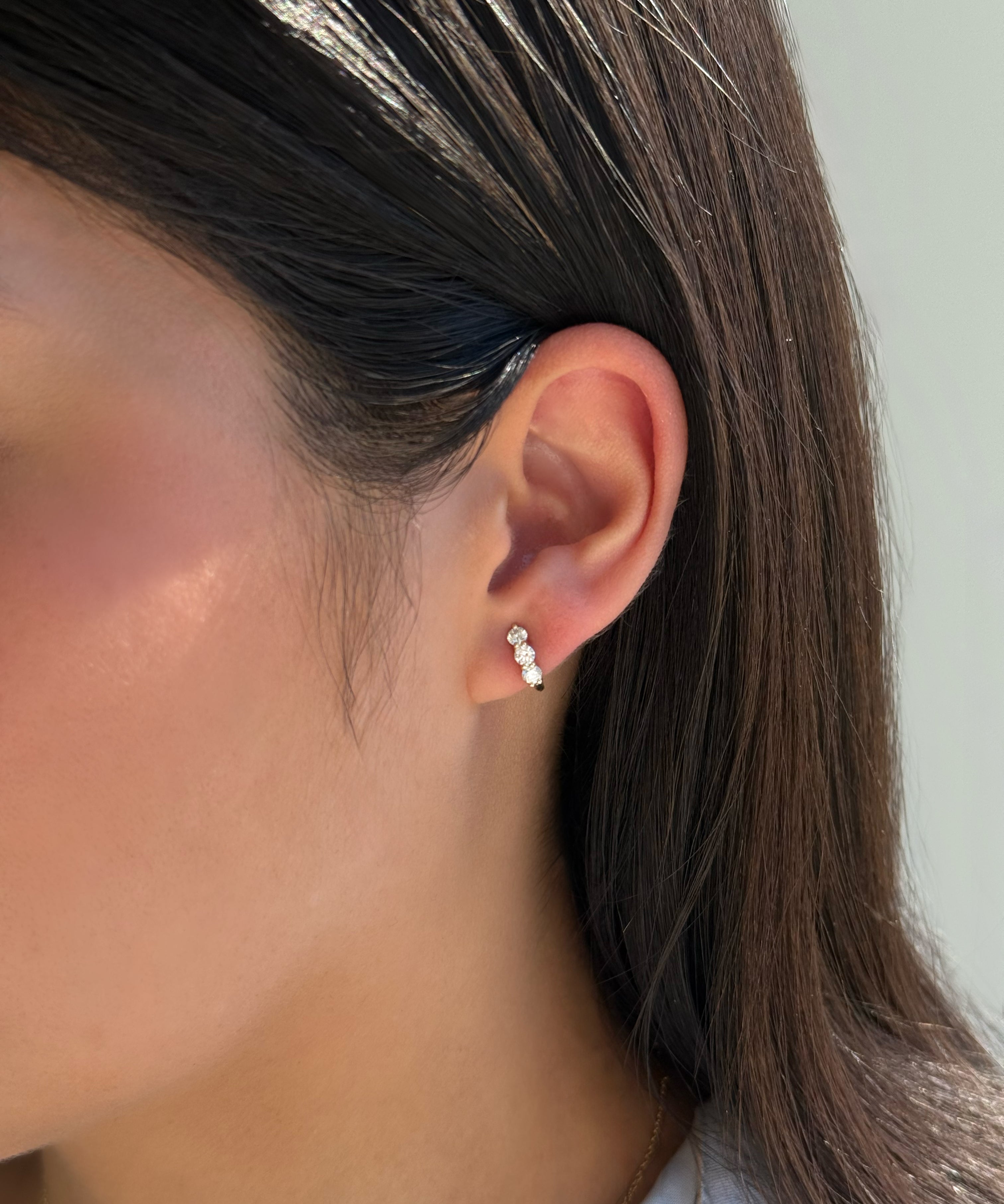 14k Gold Round Lab Diamond Shared Prong Stud Studs Zoe Lev Jewelry