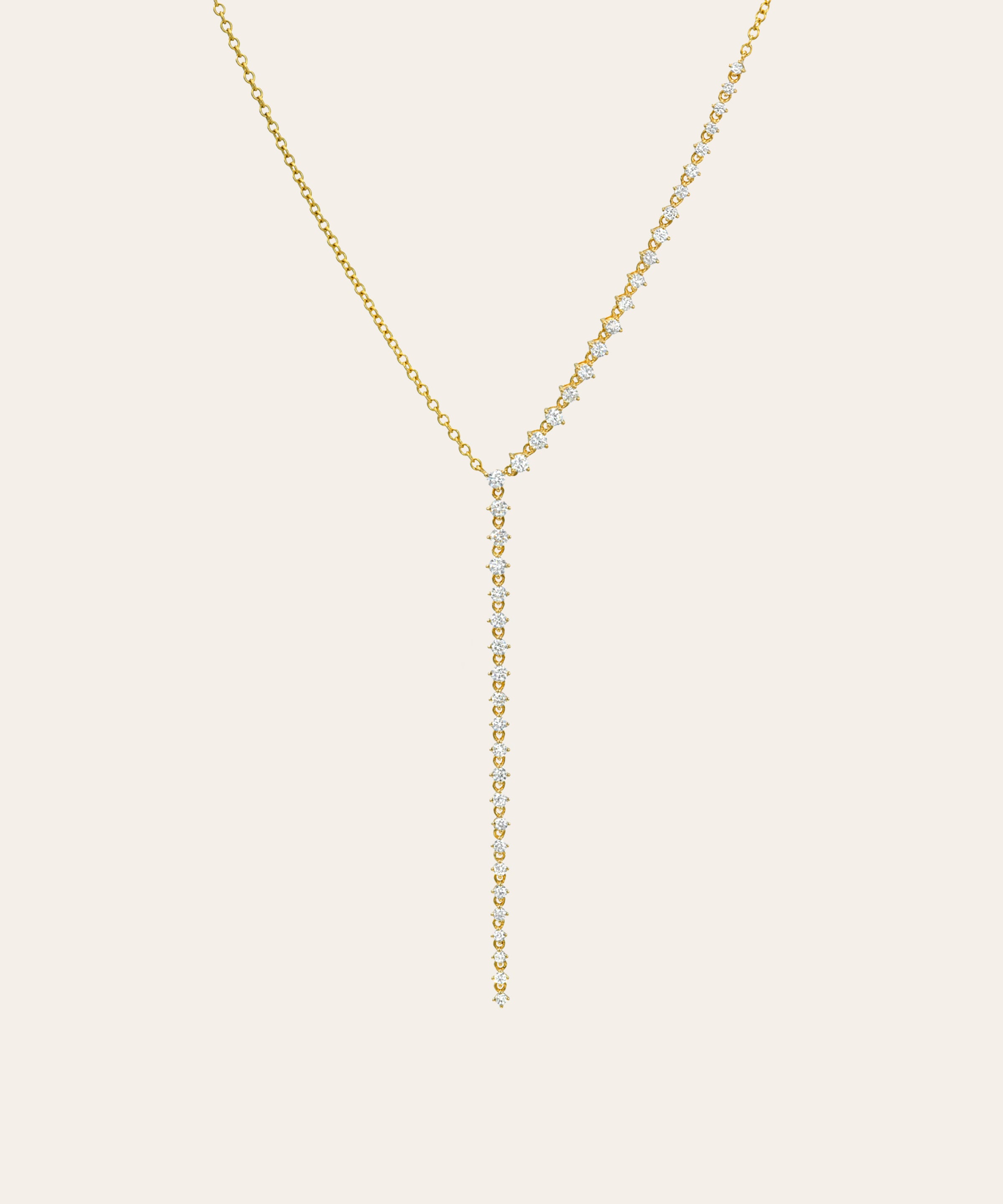 14k 4 Prong Half Diamond Tennis Lariat Tennis Zoe Lev Jewelry