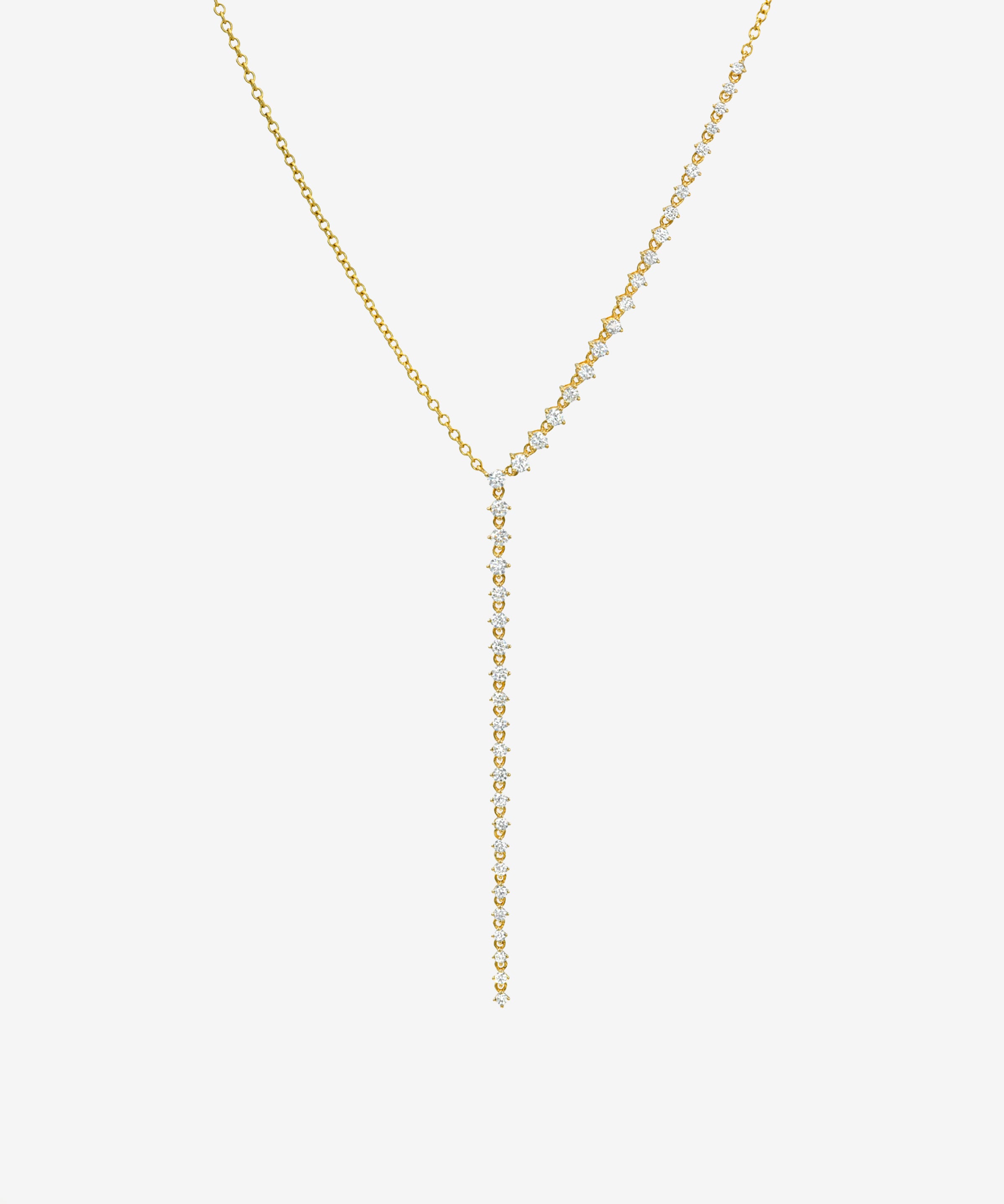 14k 4 Prong Half Diamond Tennis Lariat Tennis Necklace Zoe Lev Jewelry