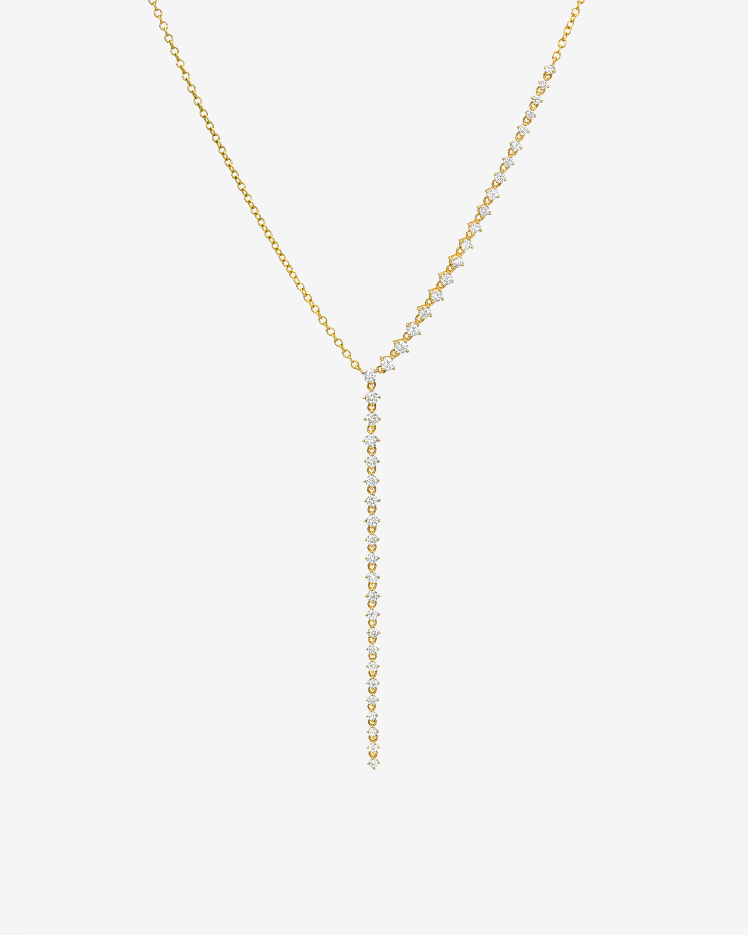 14k 4 Prong Half Diamond Tennis Lariat Tennis Necklace Zoe Lev Jewelry
