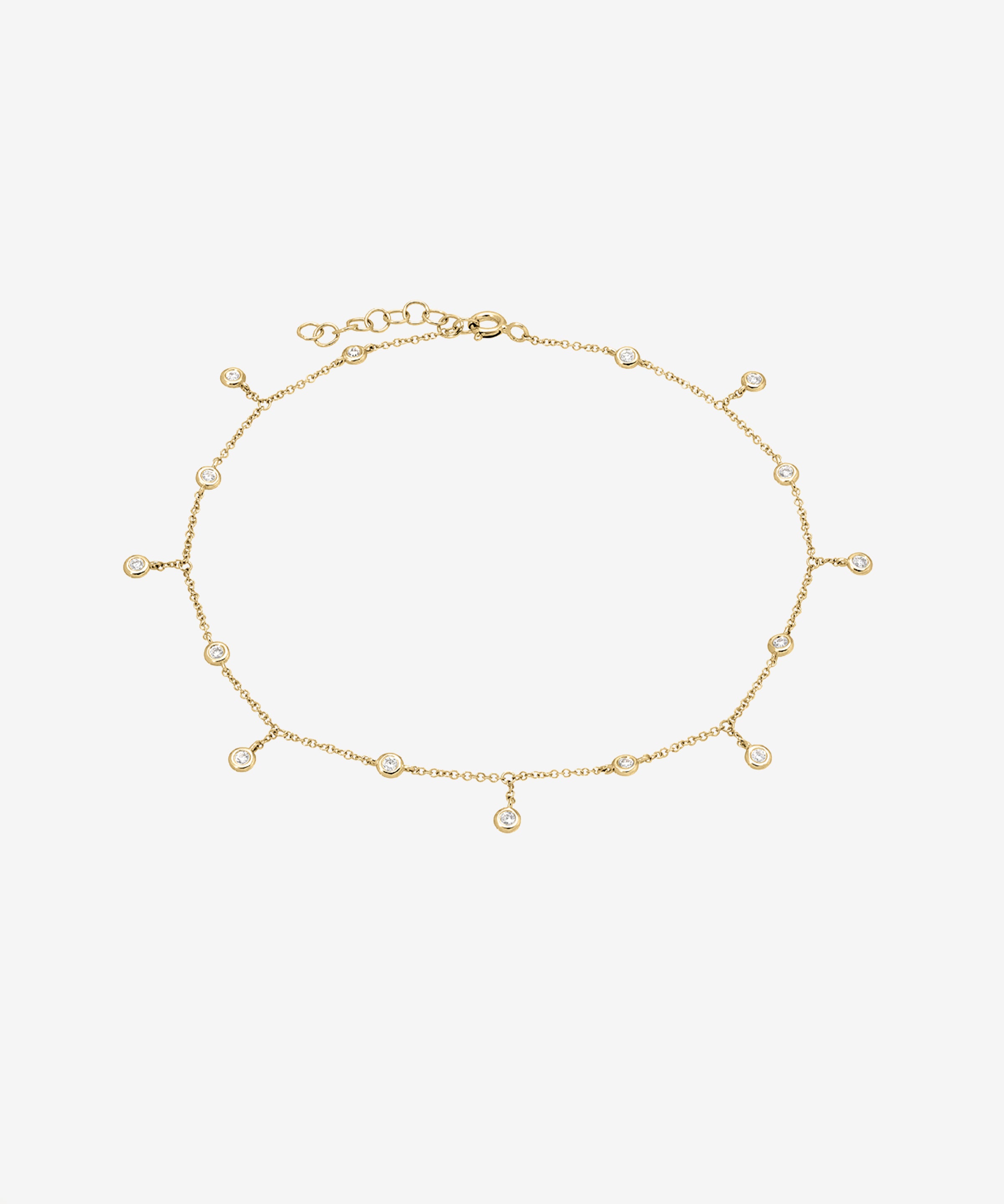 14k Bezel Diamond Fringe Anklet Zoe Lev Jewelry