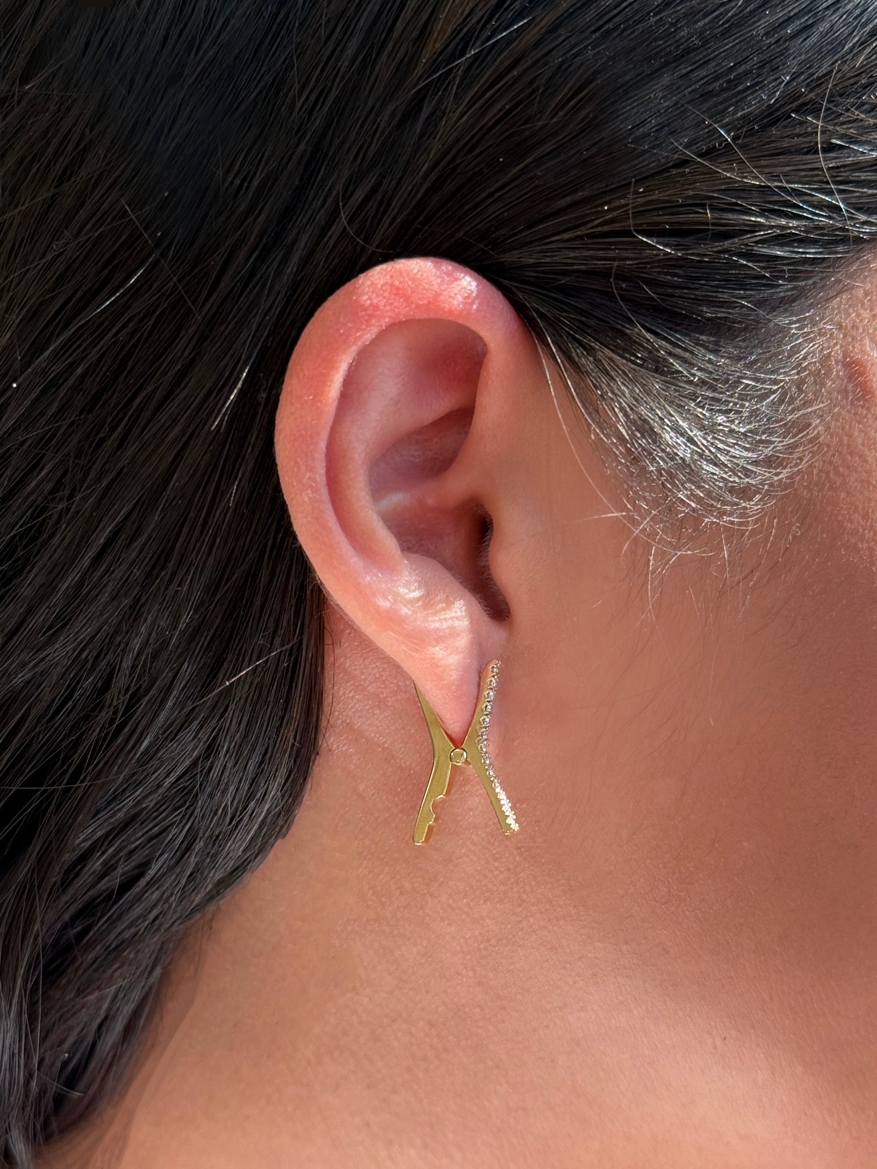 14k Diamond Clip Earrings Hoops & Huggies Zoe Lev Jewelry