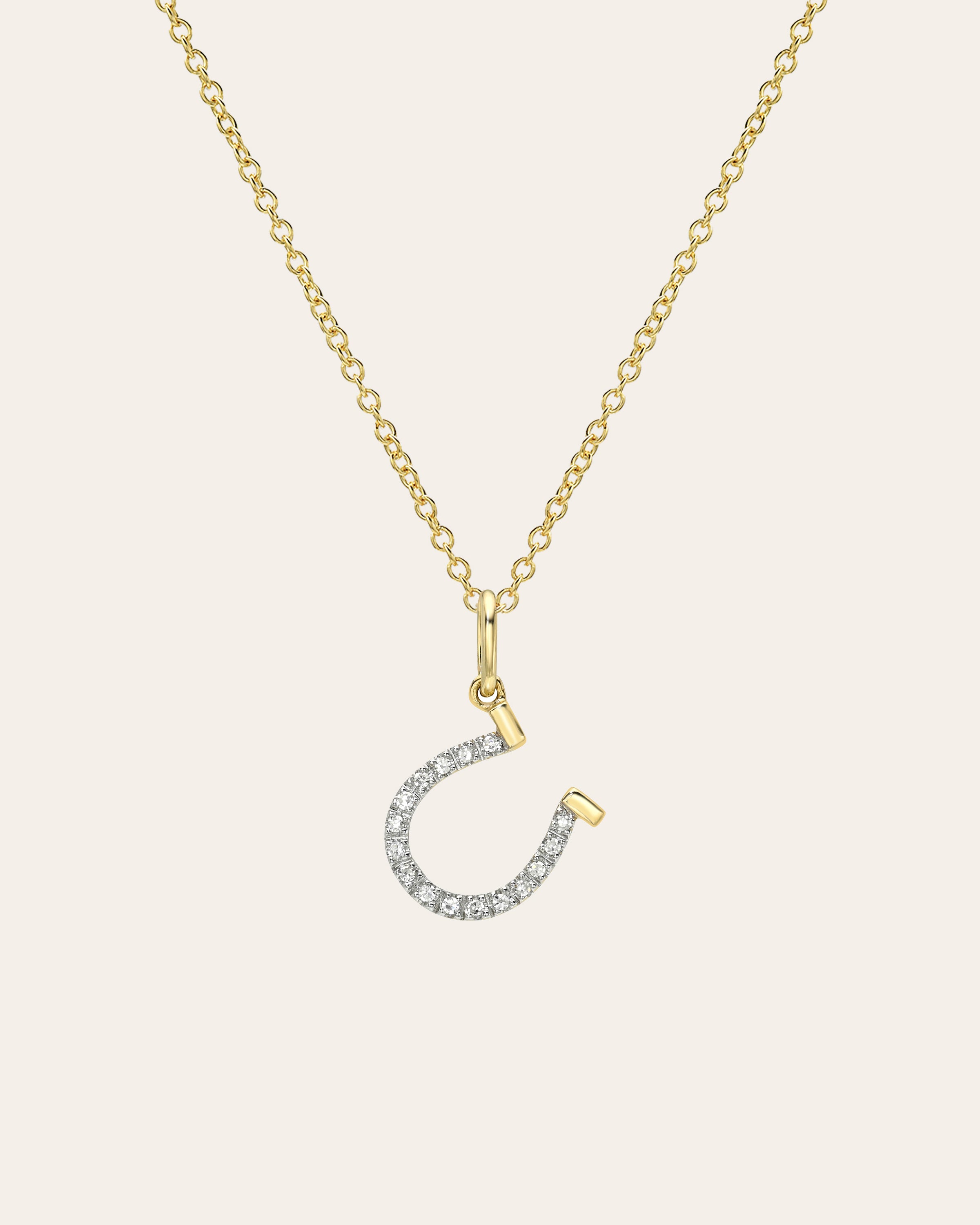 14k Diamond Horseshoe Necklace Zoe Lev Jewelry