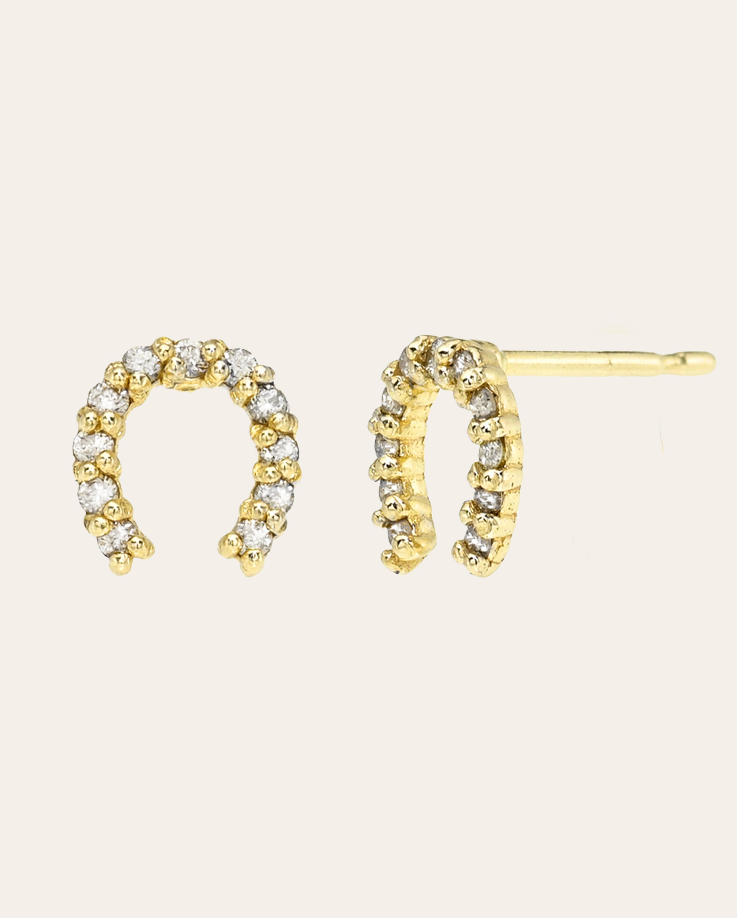 14k Diamond Horseshoe Studs Studs Zoe Lev Jewelry