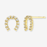 14k Diamond Horseshoe Studs Studs Zoe Lev Jewelry