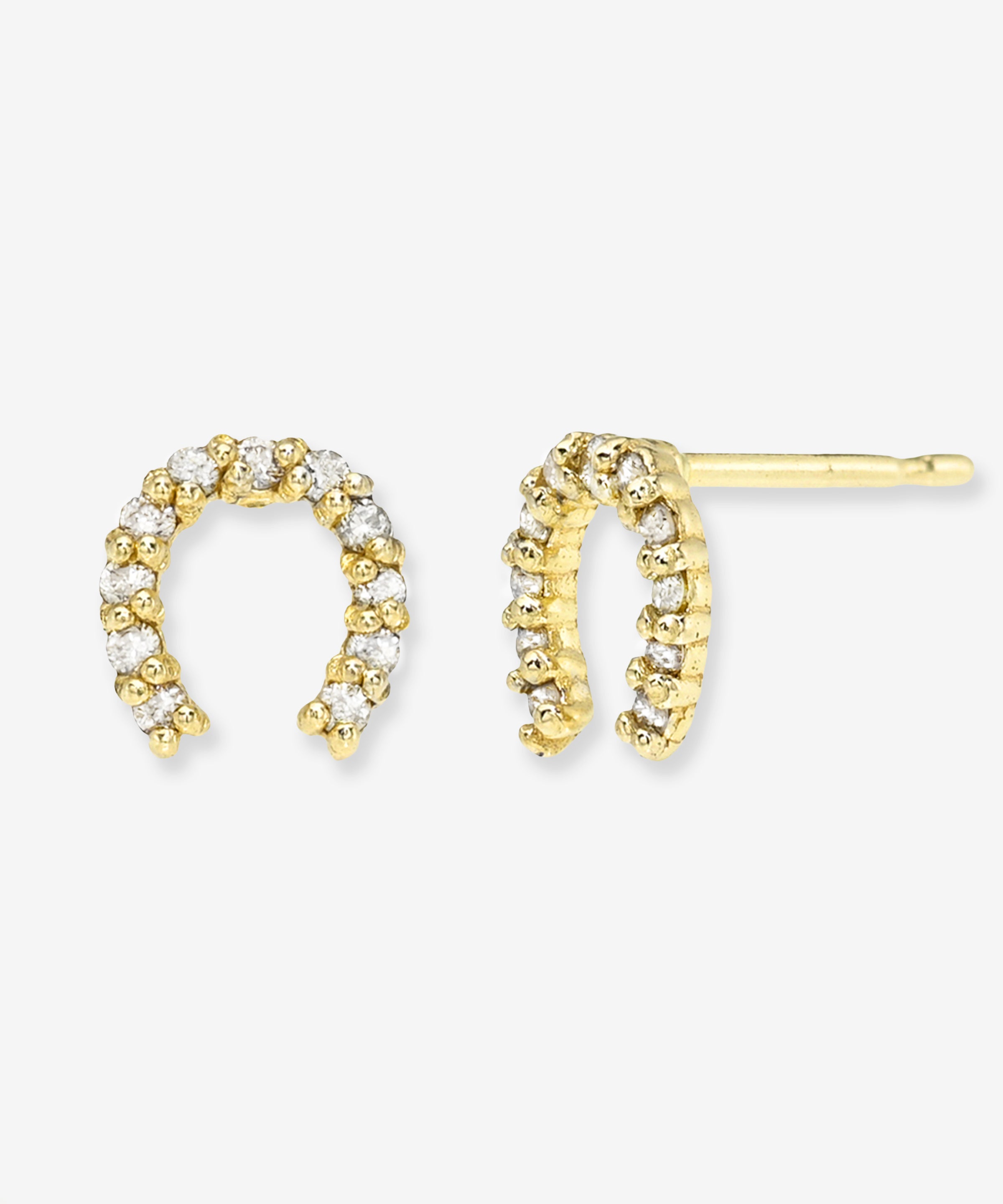 14k Diamond Horseshoe Studs Studs Zoe Lev Jewelry