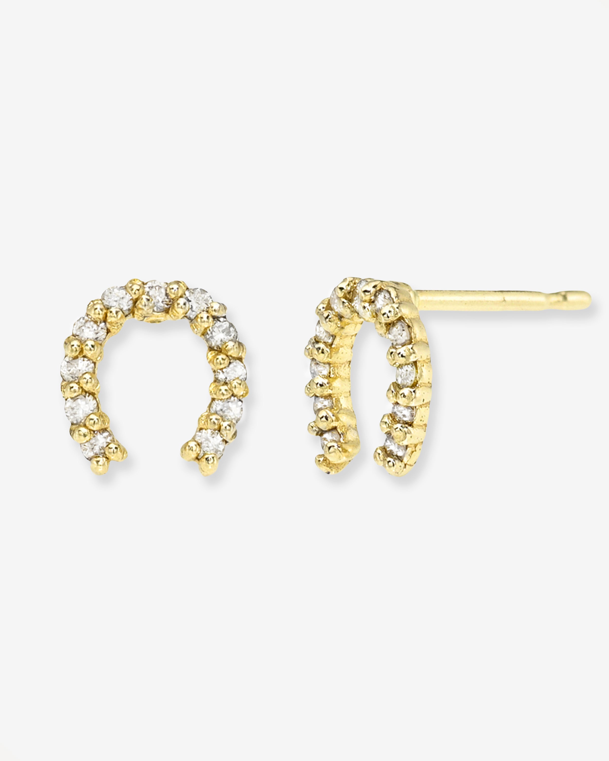 14k Diamond Horseshoe Studs Studs Zoe Lev Jewelry