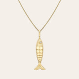 14k Gold Diamond Lucky Fish Necklace Zoe Lev Jewelry