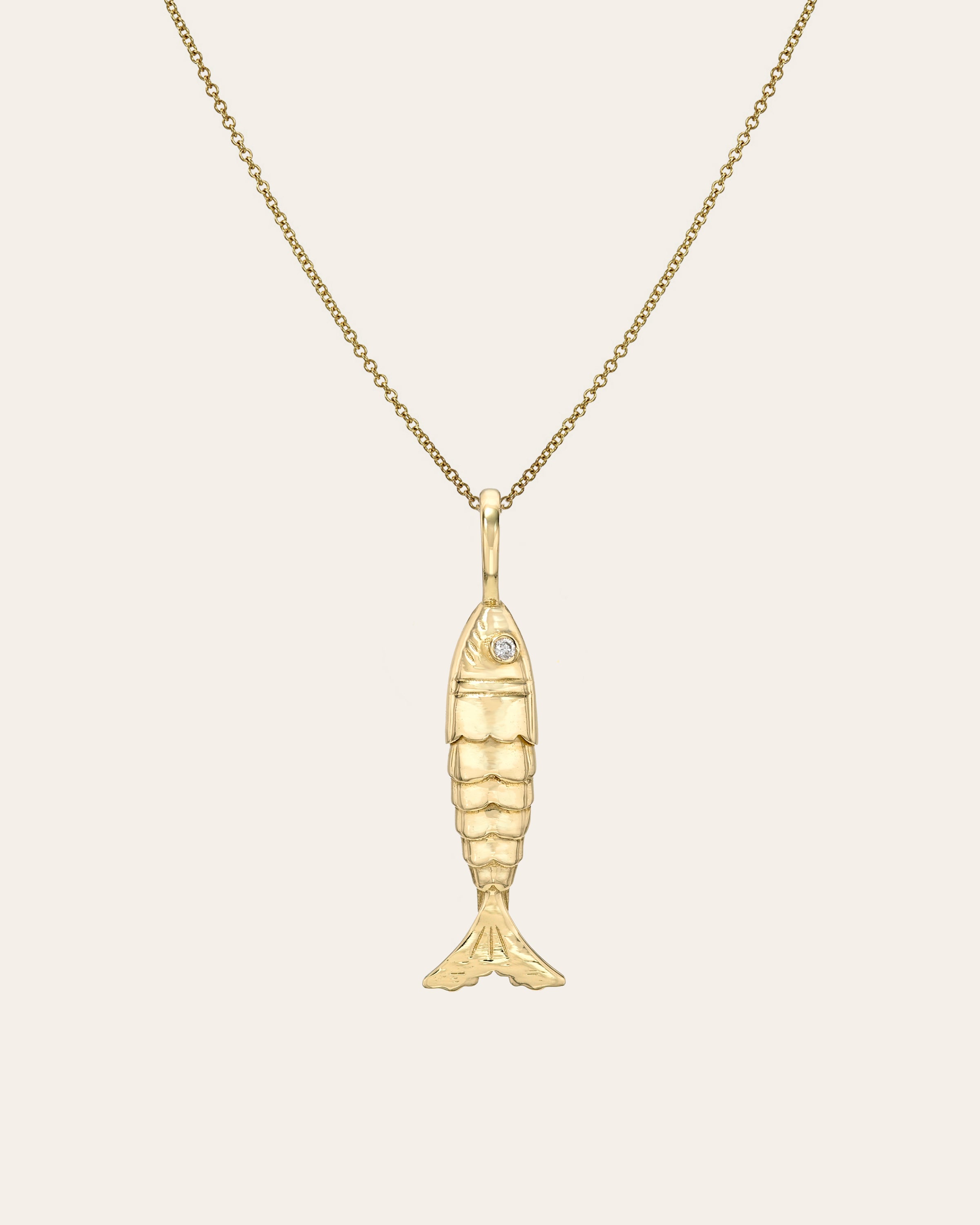 14k Gold Diamond Lucky Fish Necklace Zoe Lev Jewelry