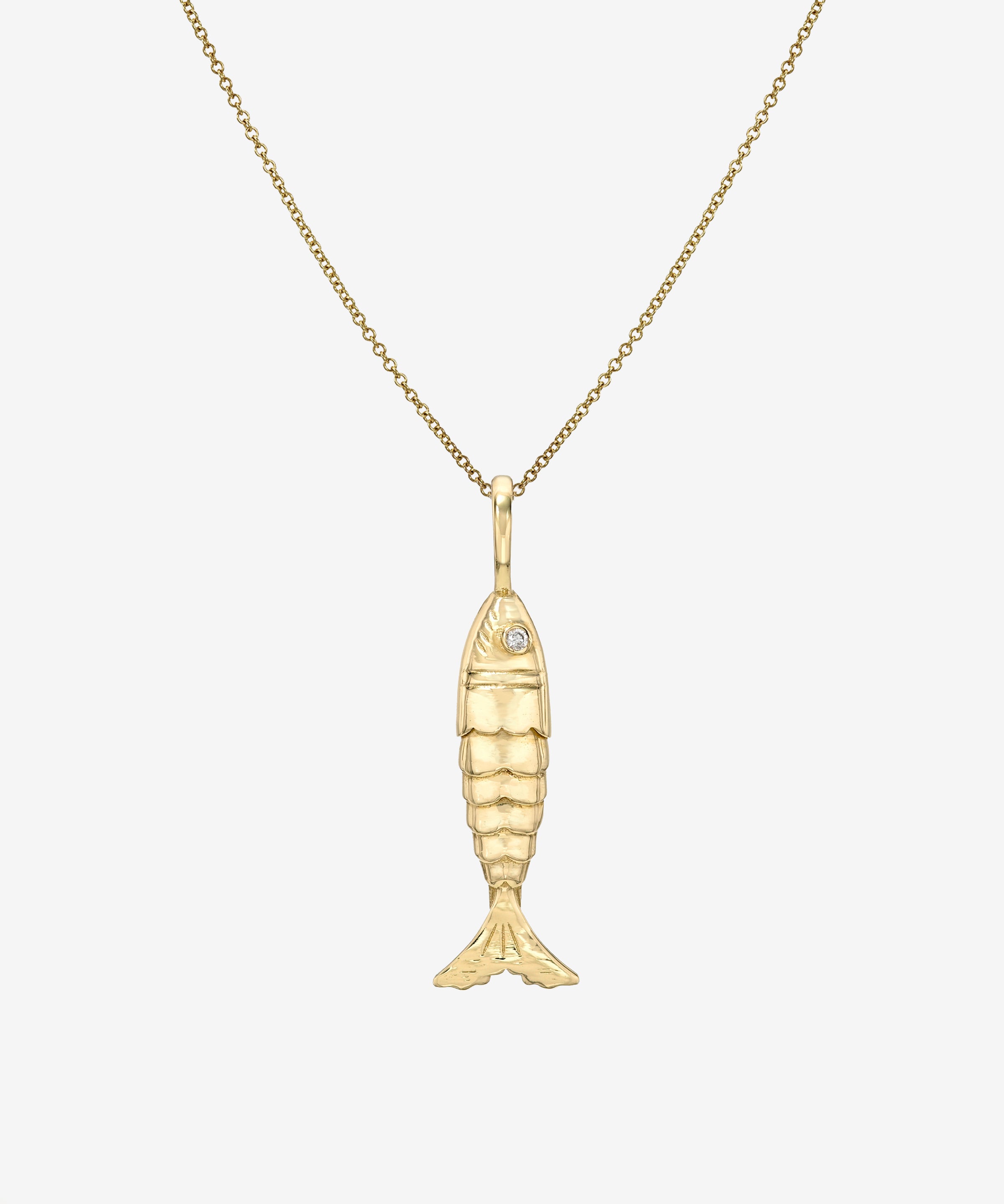 14k Gold Diamond Lucky Fish Necklace Zoe Lev Jewelry