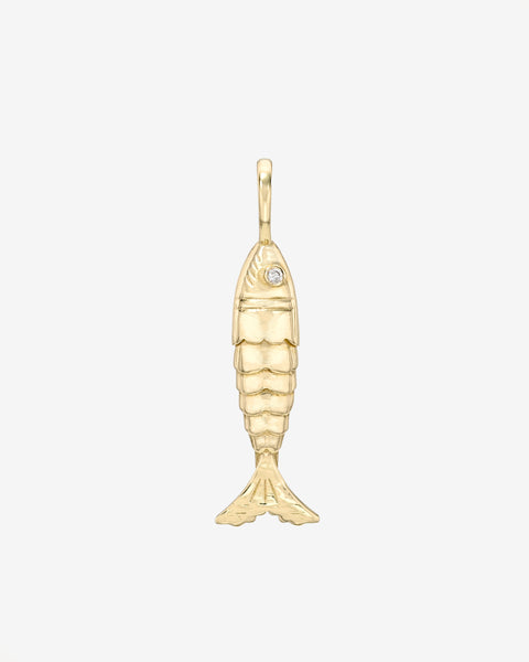 14k Gold Diamond Lucky Fish Pendant