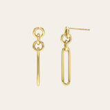 14k Gold Elongated Paper Clip Stud Earrings Zoe Lev Jewelry