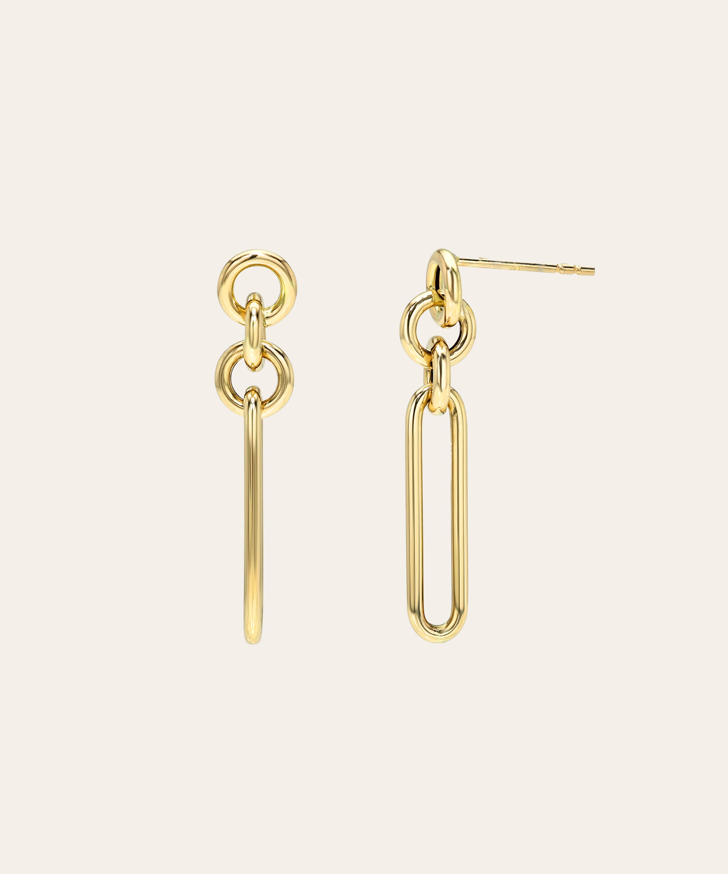 14k Gold Elongated Paper Clip Stud Earrings Zoe Lev Jewelry