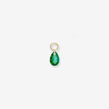 Floating Lab Emerald Pear Huggie Charm Hoops & Huggies Zoe Lev Jewelry