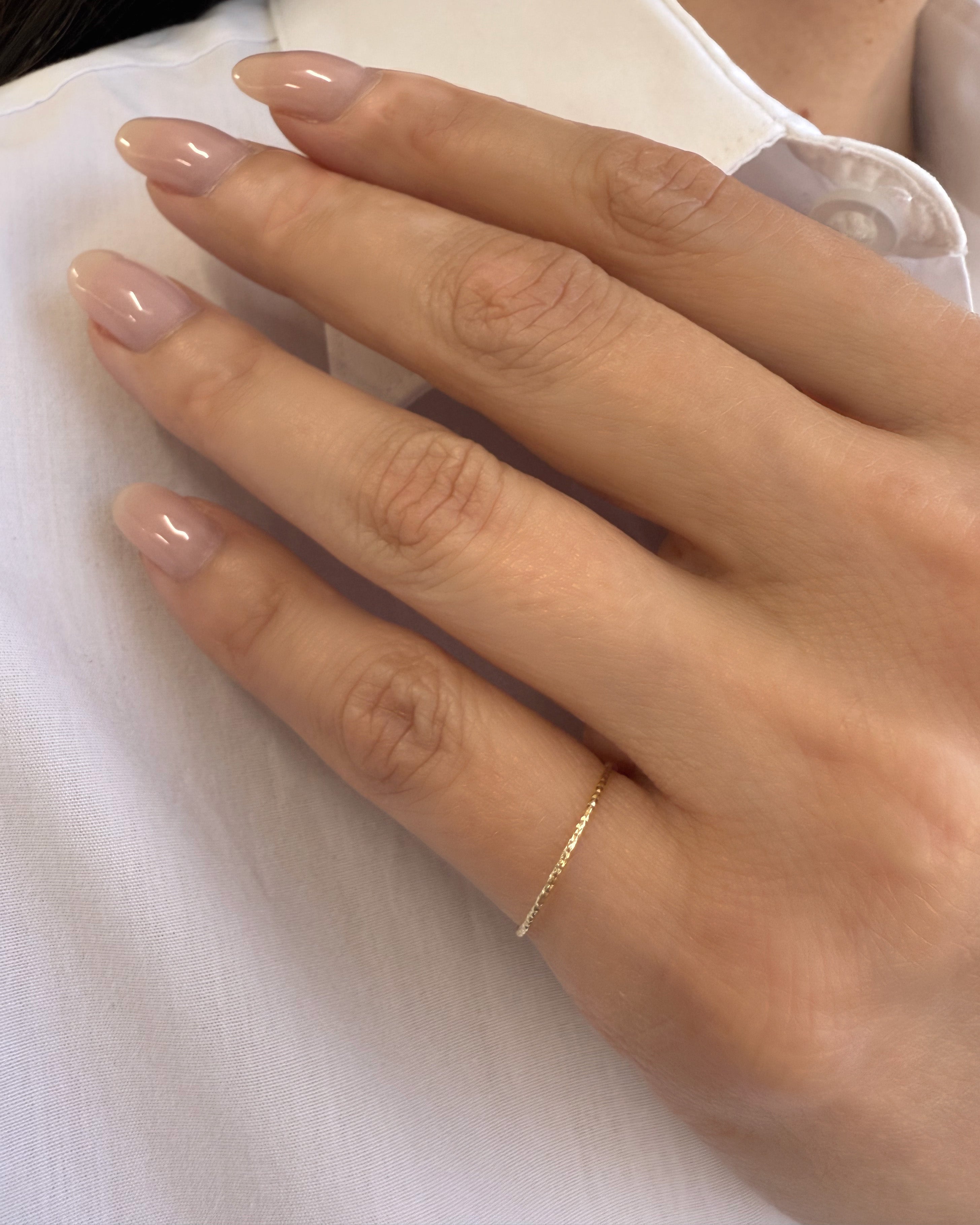 14K Gold Thin Diamond Cut Stacking Ring SAMPLE SALE Zoe Lev Jewelry