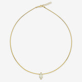 14k Gold Angel Hair Collar Floating Marquise Diamond Personalized Zoe Lev Jewelry