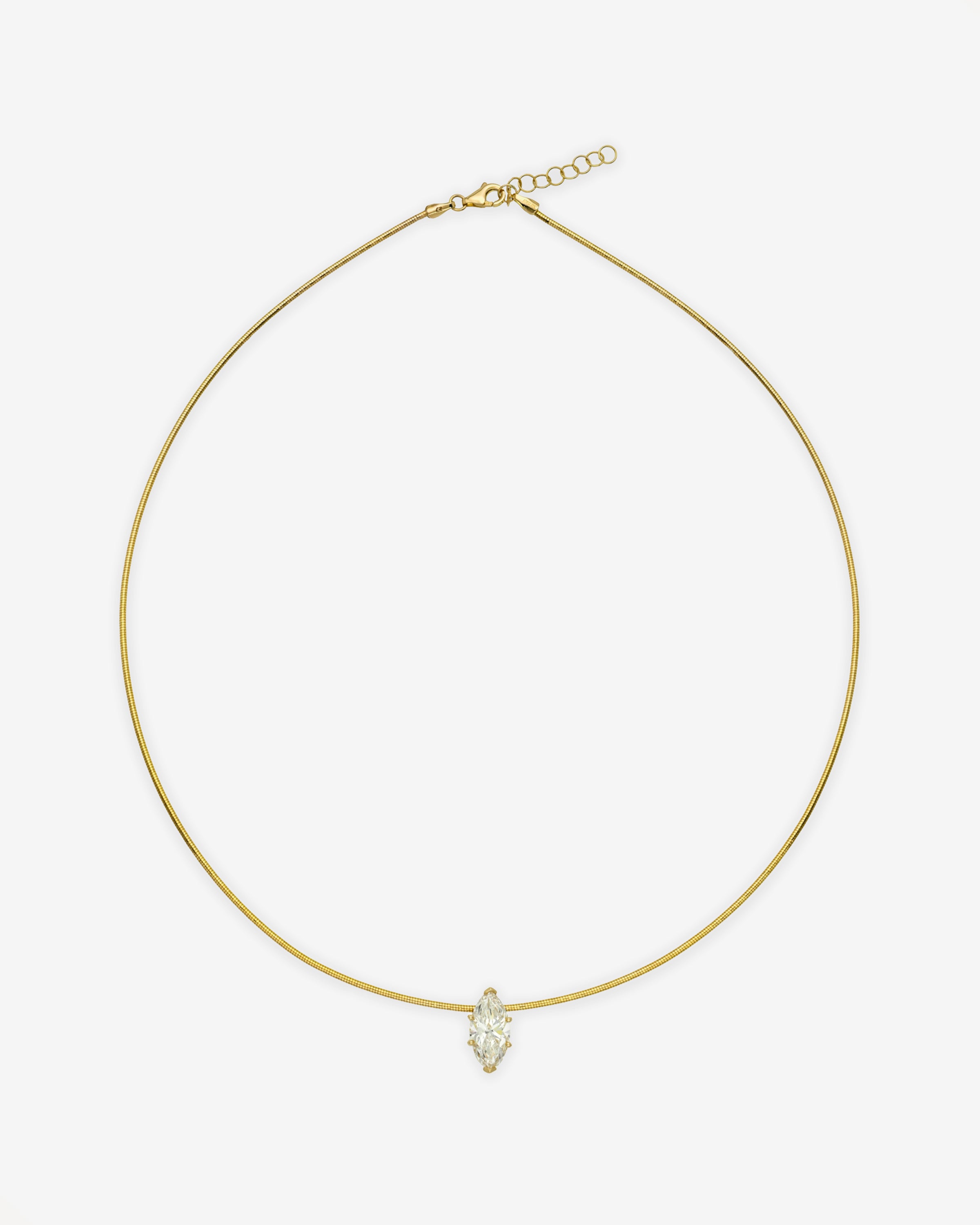 14k Gold Angel Hair Collar Floating Marquise Diamond Personalized Zoe Lev Jewelry