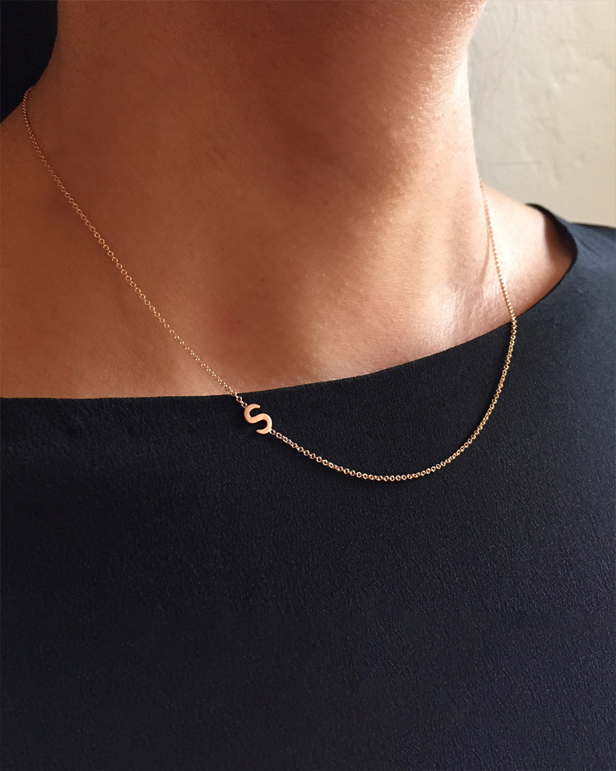 14K Gold Asymmetrical Initial Necklace Personalized Zoe Lev Jewelry
