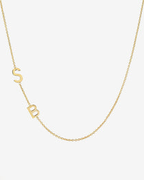 14k Gold Asymmetrical Multiple Initials Necklace Personalized Zoe Lev Jewelry