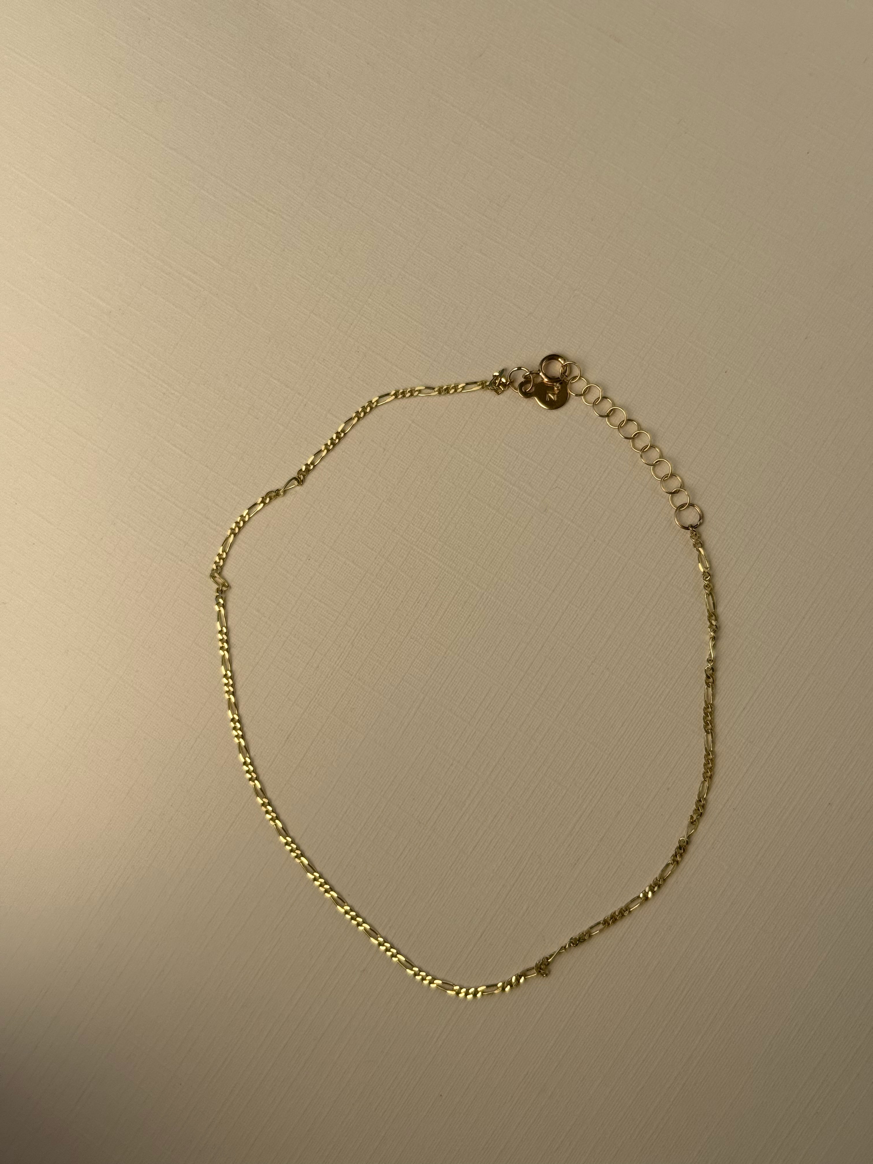 14k Gold Baby Figaro Anklet - 8-9" SAMPLE SALE Zoe Lev Jewelry